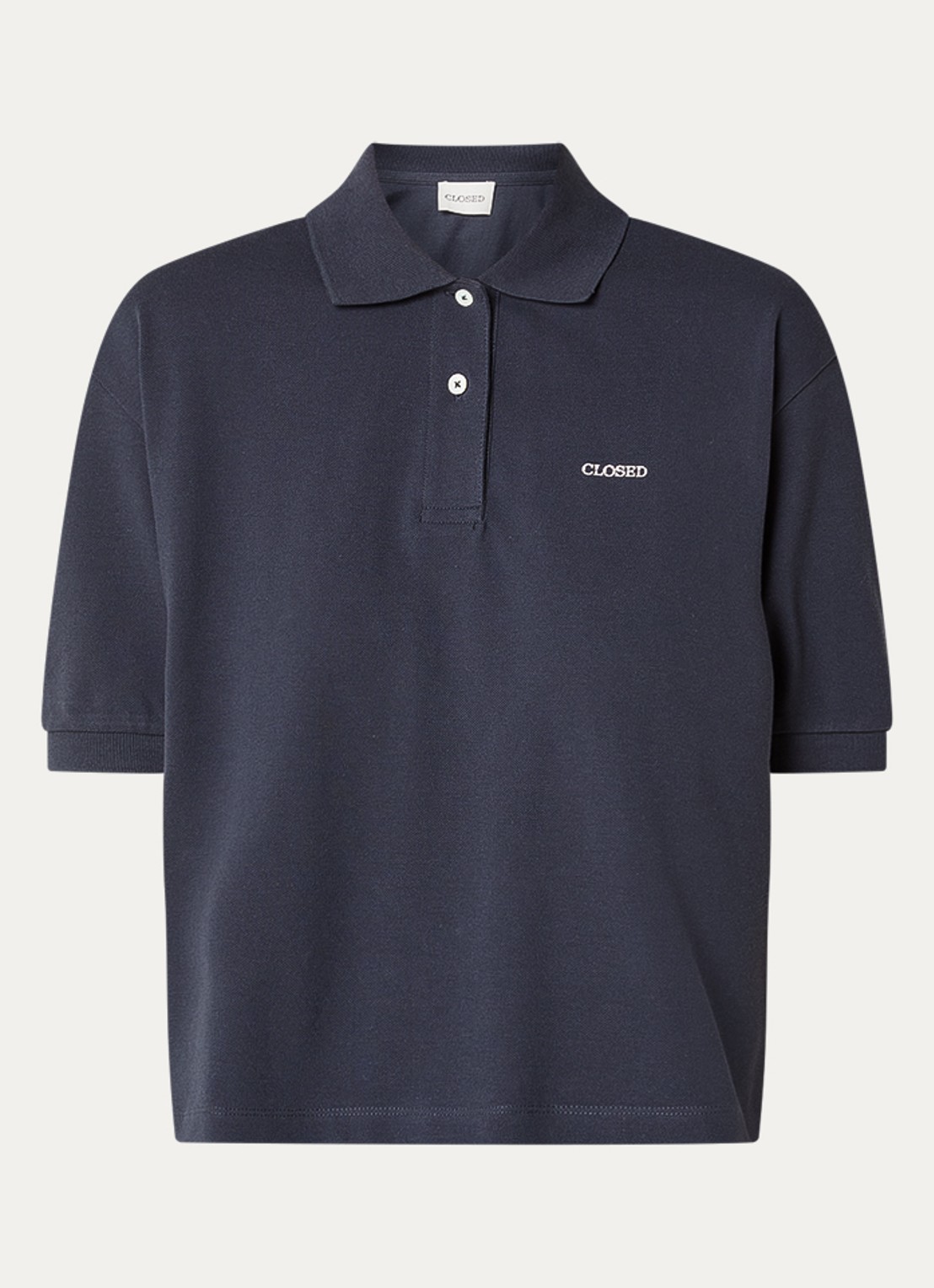 CLOSED Polo van piqué katoen met logo - voorkant 3 donkerblauw