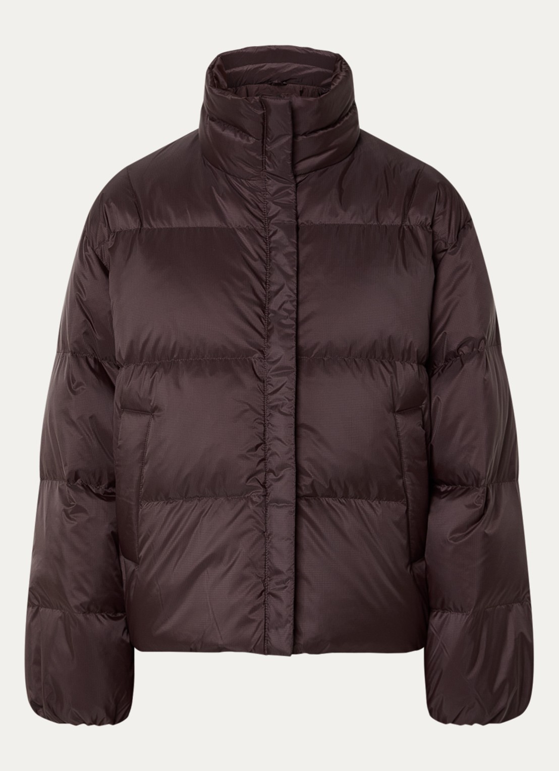 CLOSED Puffer jack met donsvulling en opstaande kraag - voorkant donkerbruin