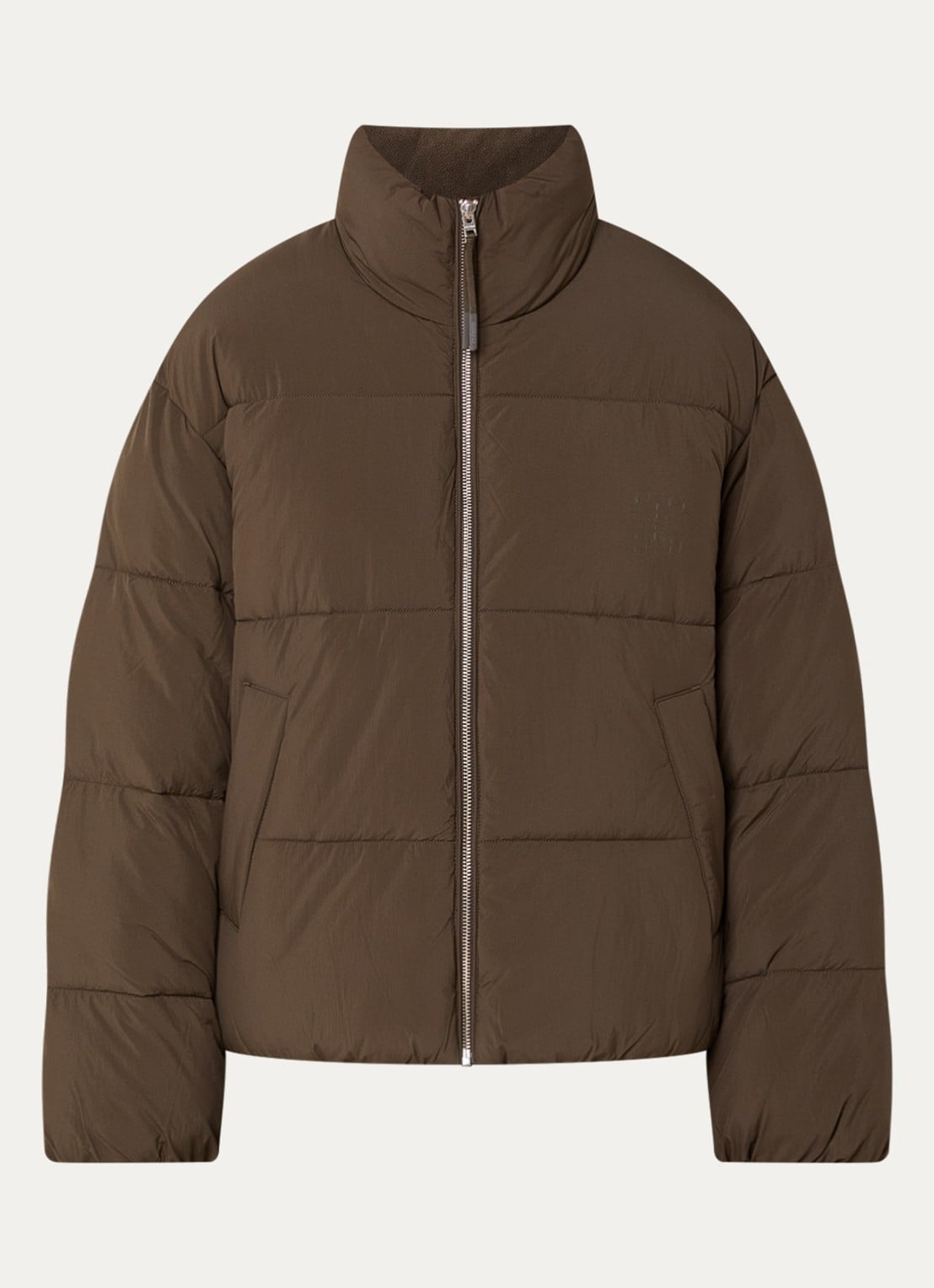 CLOSED Puffer jack met steekzakken en logo - voorkant lichtbruin