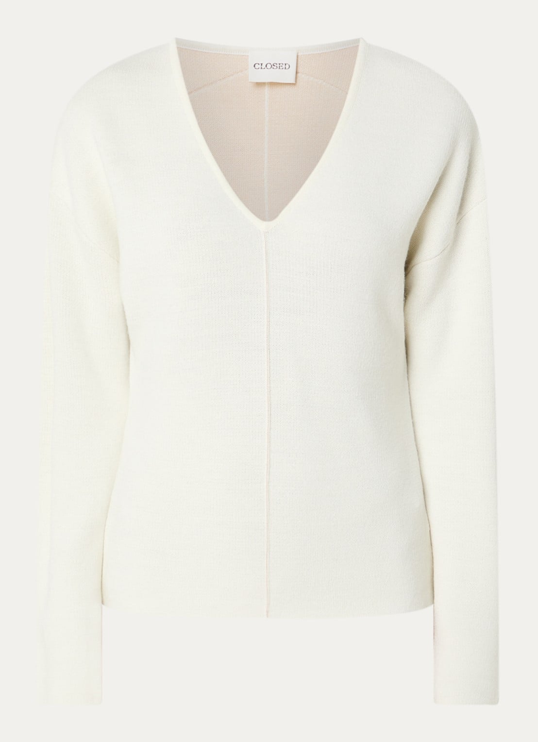 CLOSED Pullover van wol met trompetmouw - voorkant 2 gebroken wit