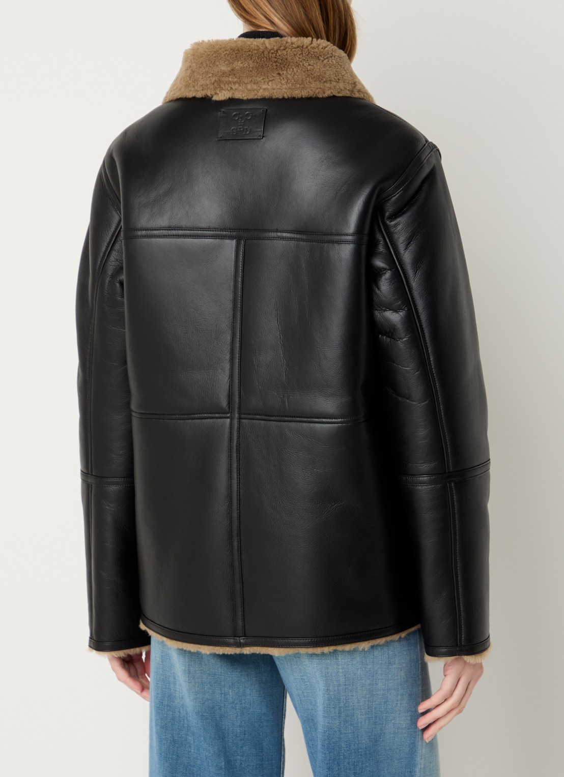 CLOSED Reversible lammycoat van lamsleer met steekzakken - achterkant 5 zwart