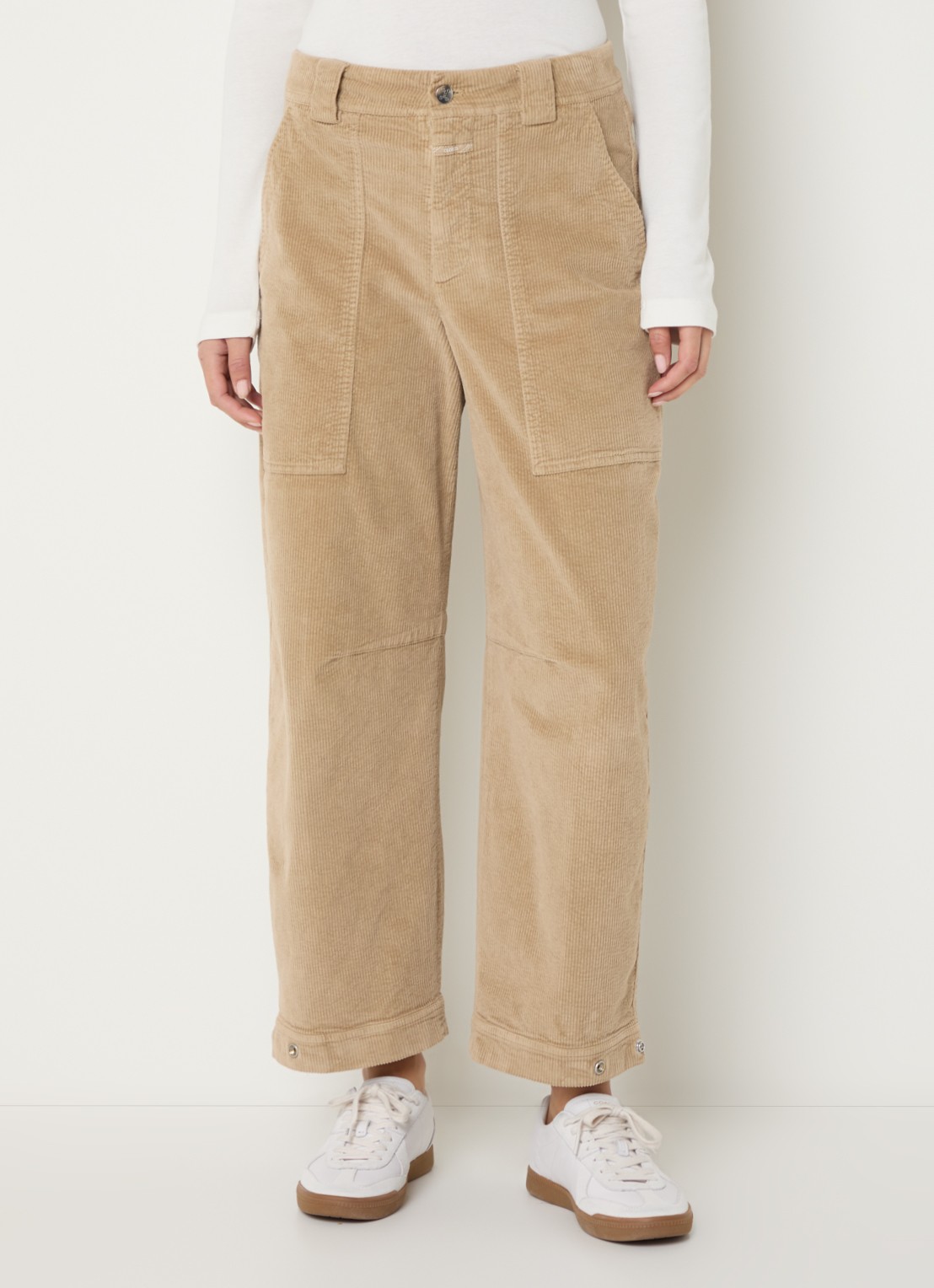 CLOSED Rhannon mid waist wide fit broek met steekzakken - detail 2 beige