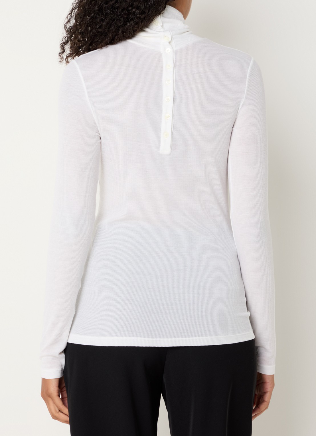CLOSED Ribgebreide longsleeve in kasjmierblend met col - achterkant gebroken wit