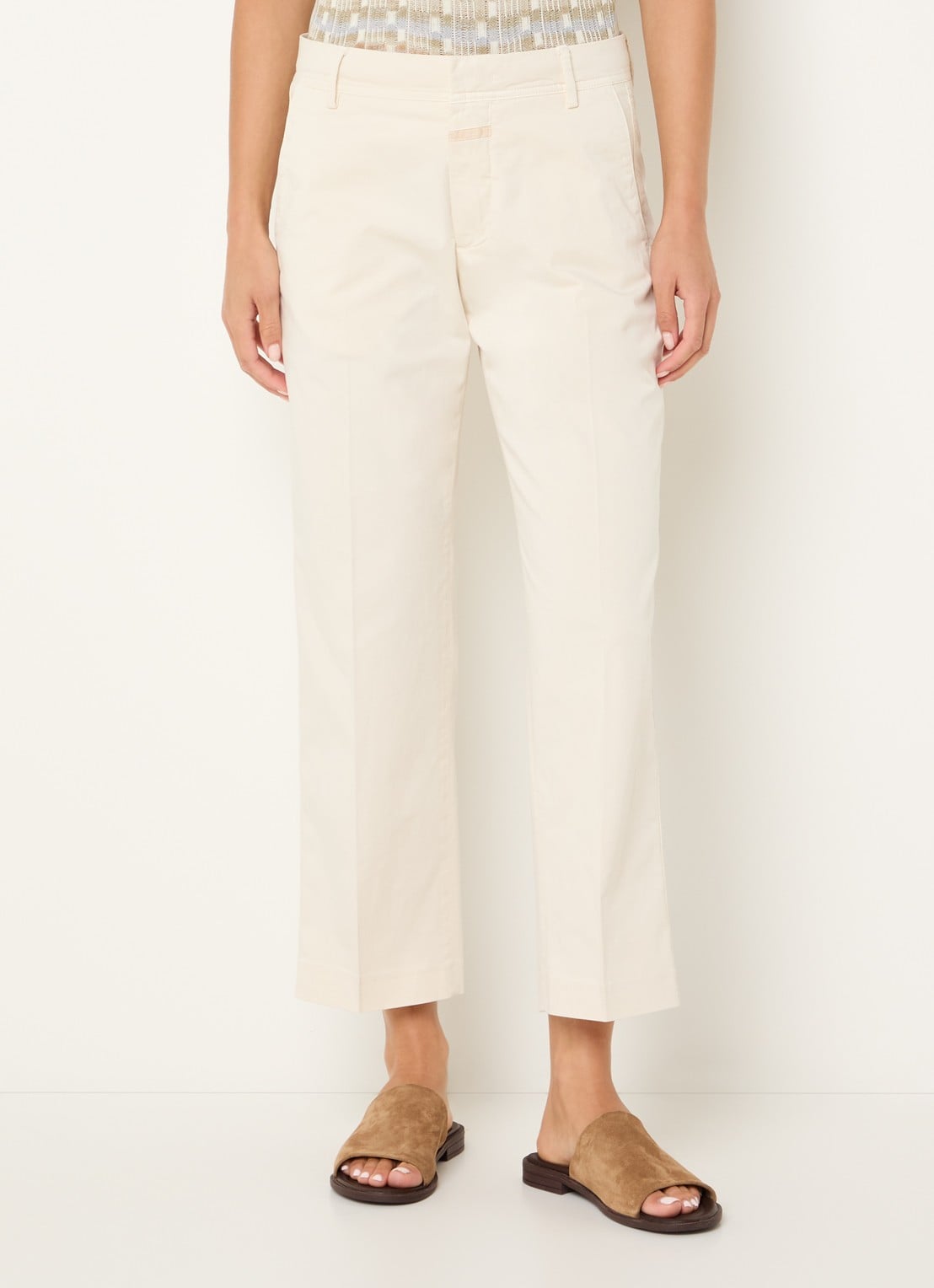 CLOSED Serandon high waist straight fit cropped chino met steekzakken - detail 4 gebroken wit