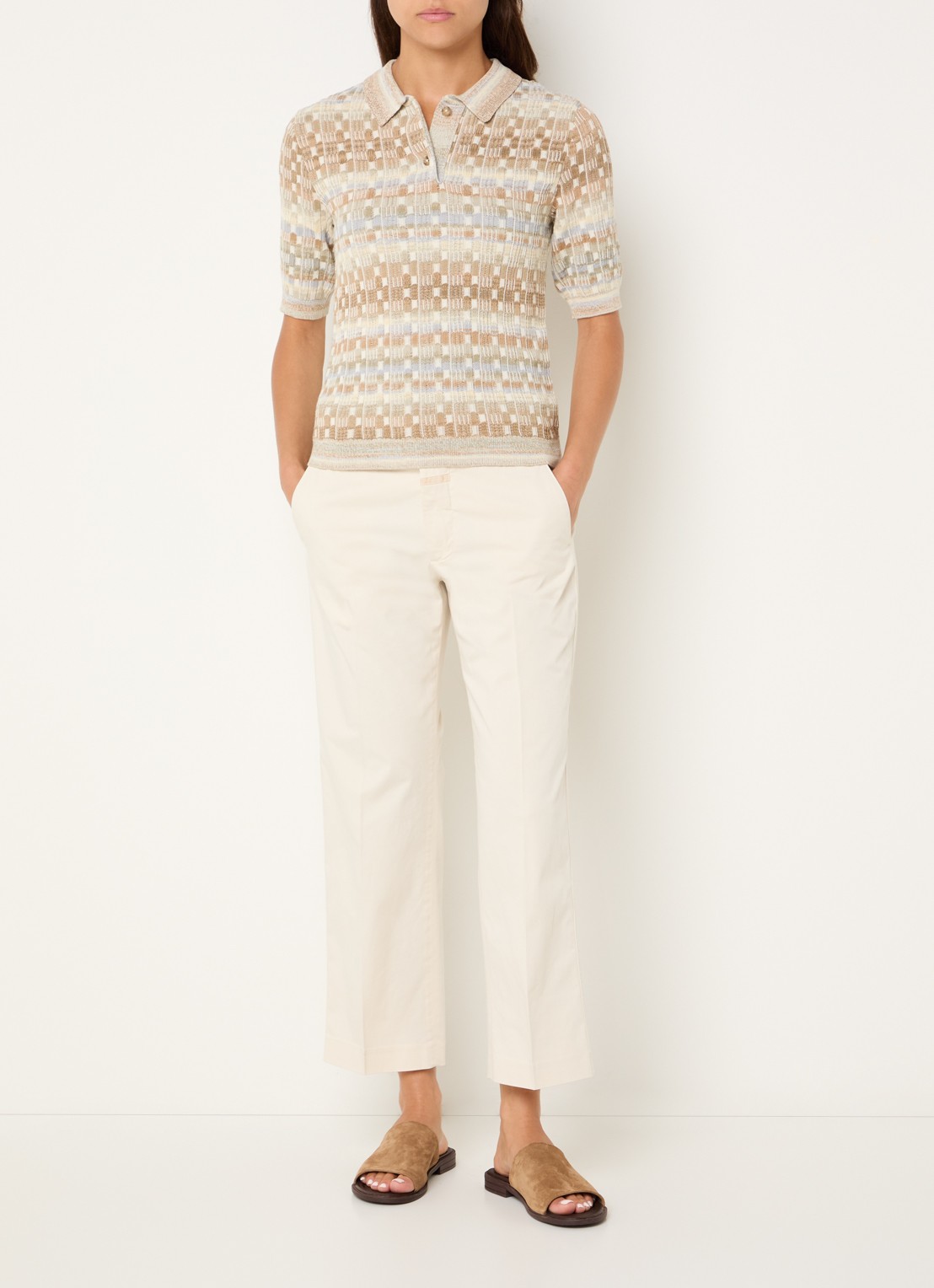 CLOSED Serandon high waist straight fit cropped chino met steekzakken - voorkant 3 gebroken wit