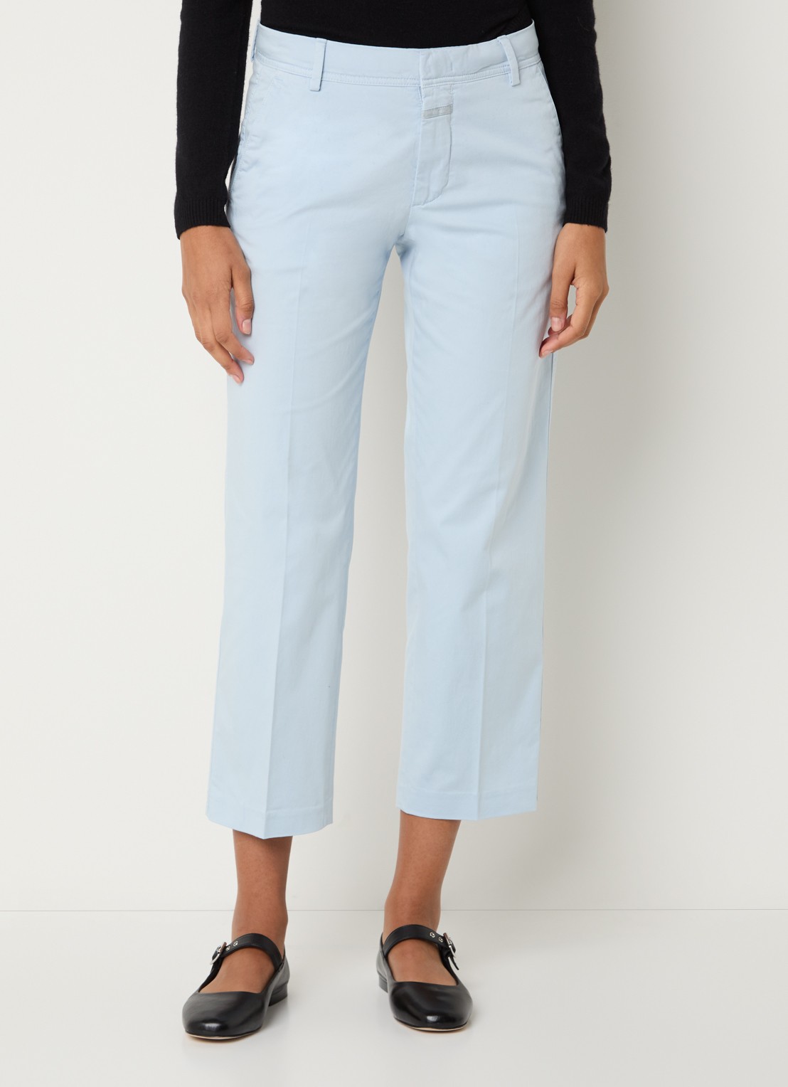 CLOSED Serandon high waist straight fit cropped chino met steekzakken - detail 3 lichtblauw