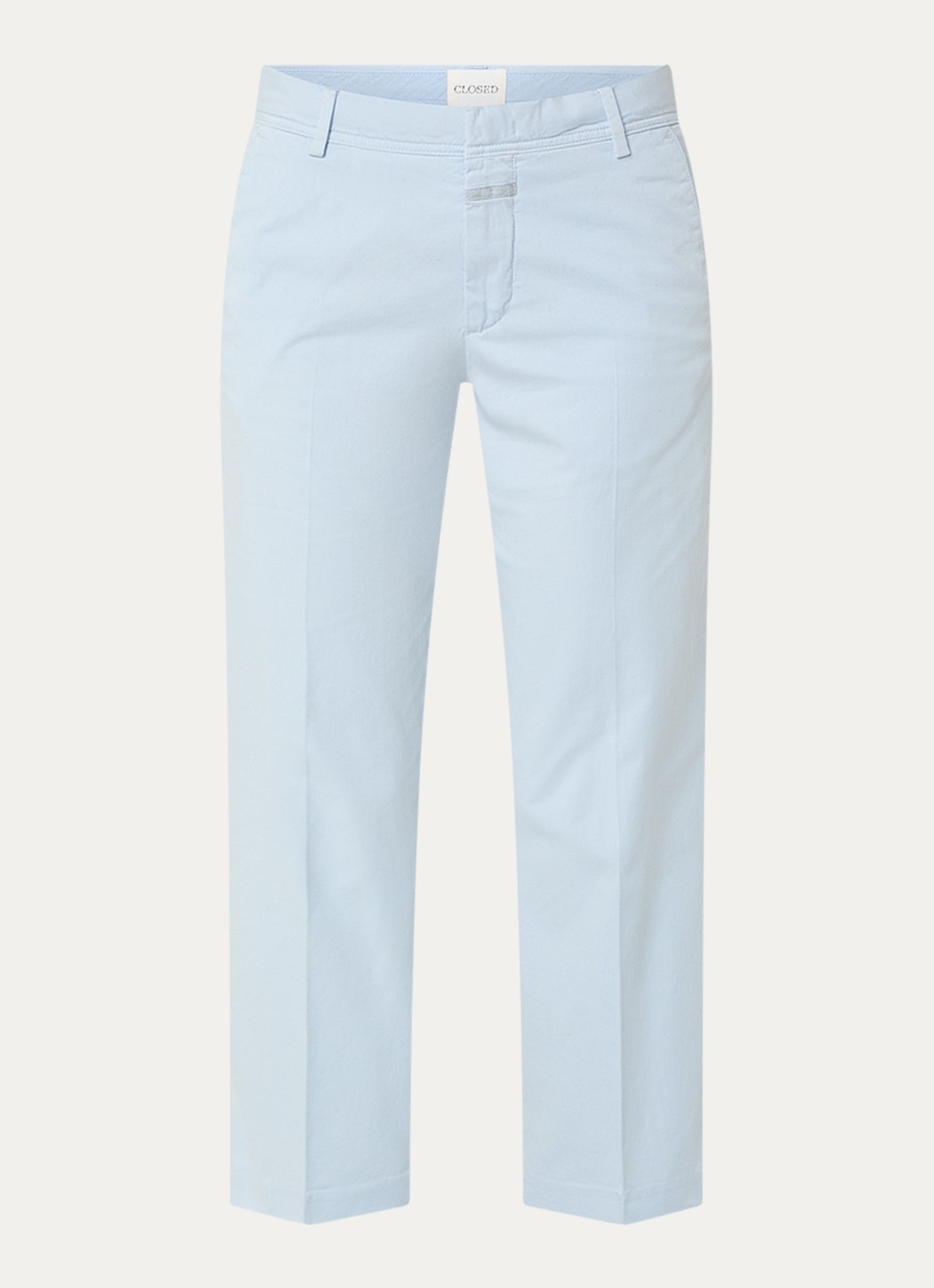 CLOSED Serandon high waist straight fit cropped chino met steekzakken - voorkant lichtblauw