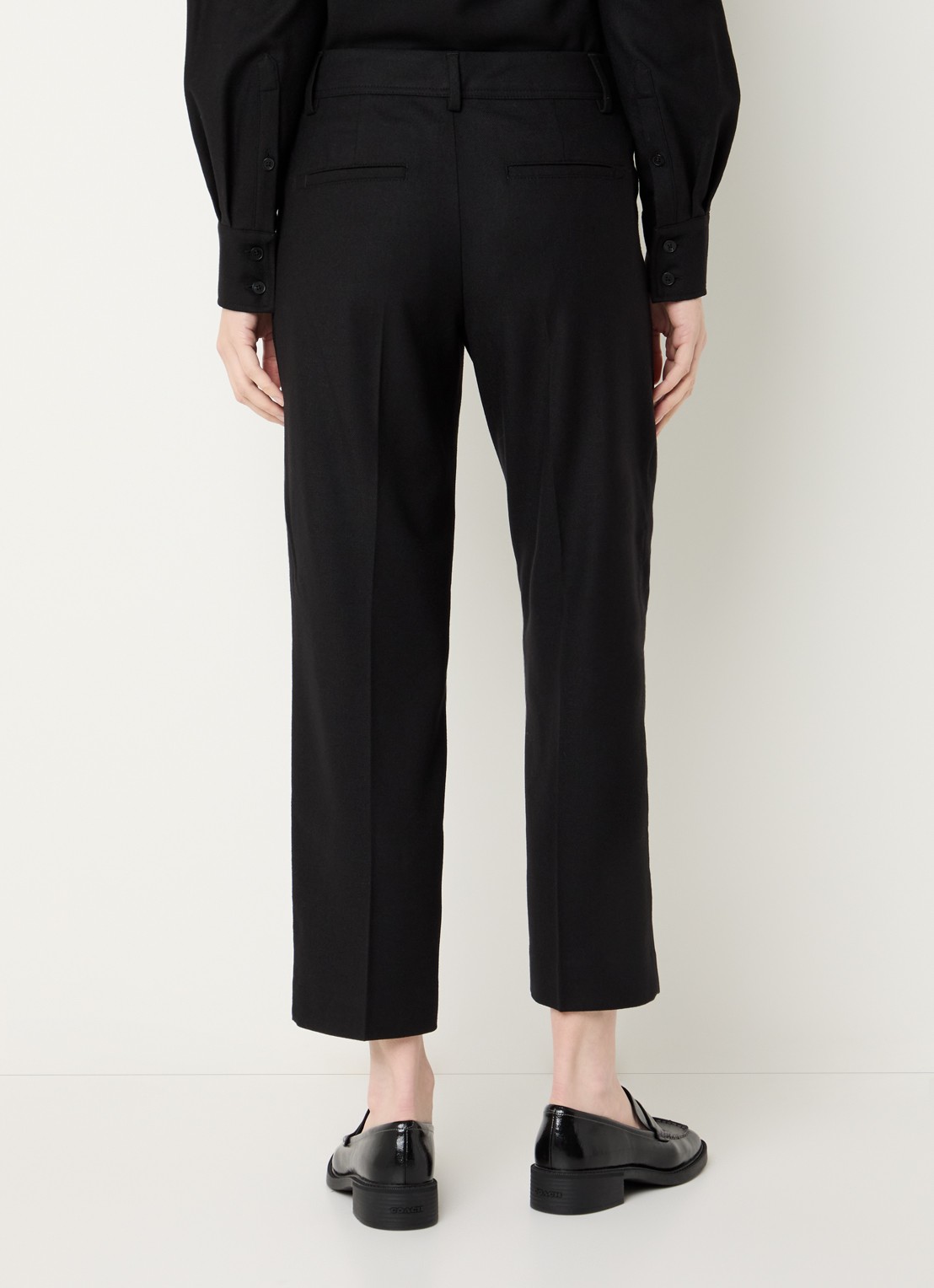 CLOSED Serandon high waist straight fit cropped pantalon in wolblend - achterkant zwart