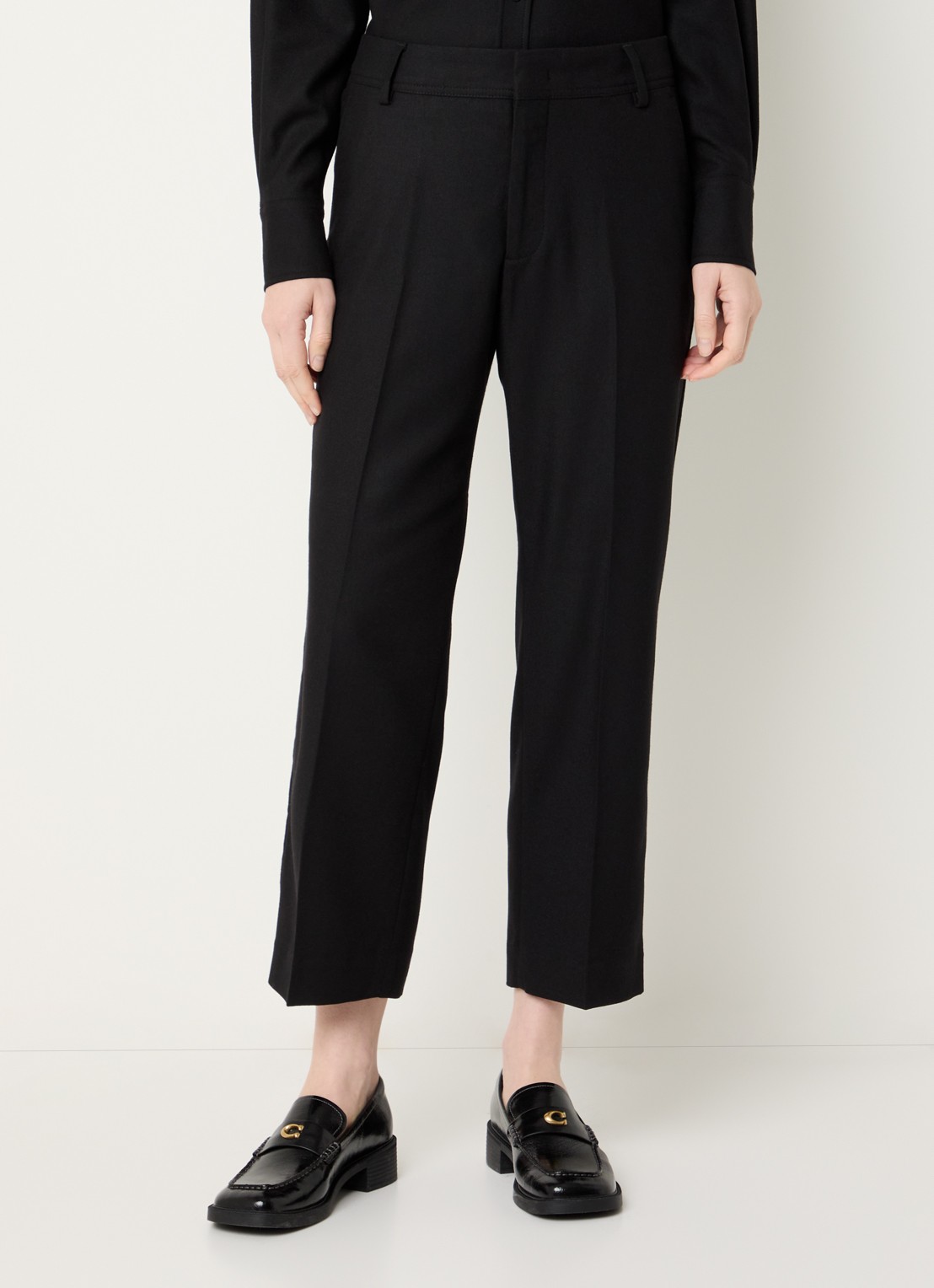 CLOSED Serandon high waist straight fit cropped pantalon in wolblend - detail 2 zwart