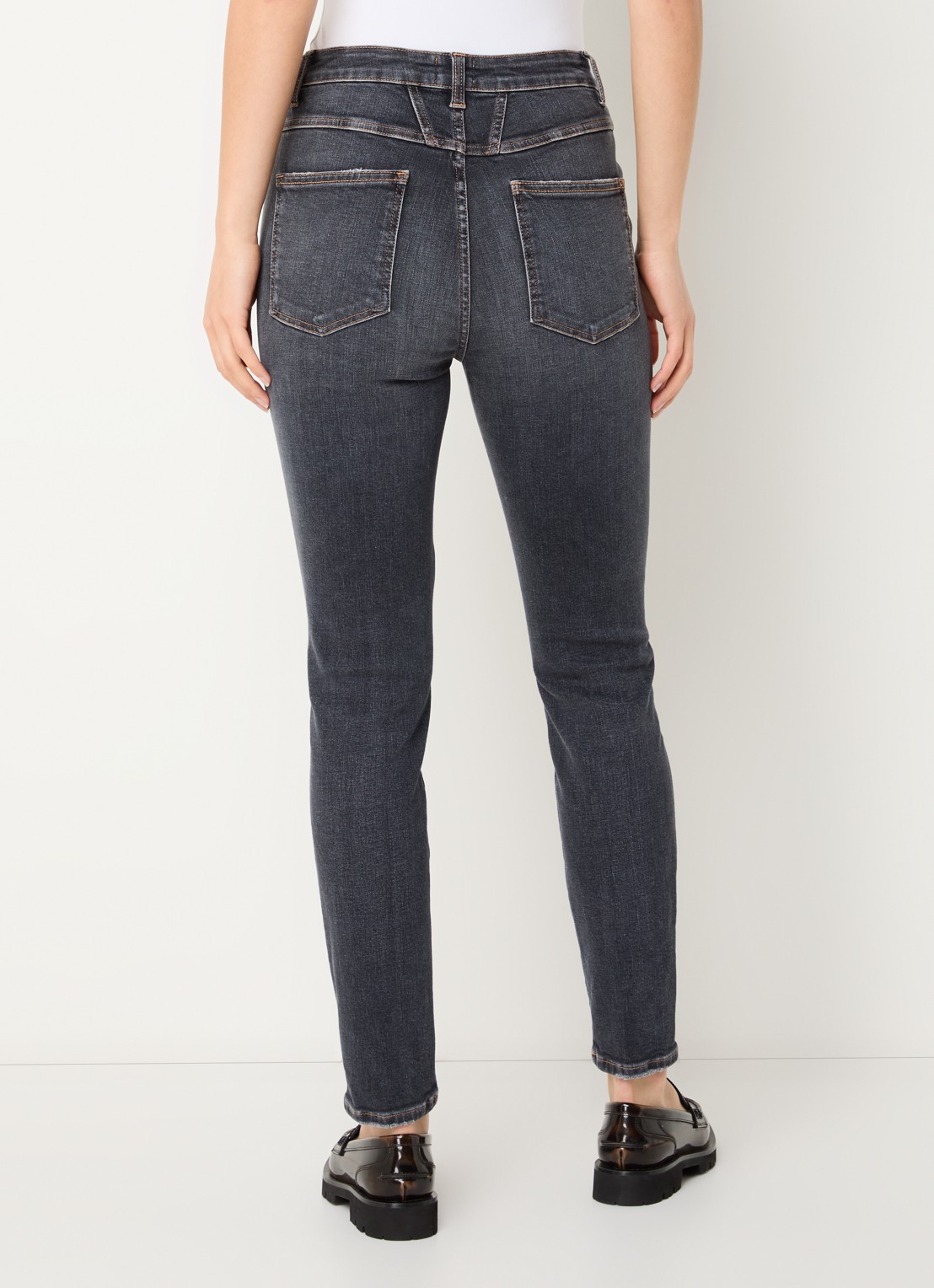 CLOSED Skinny Pusher high waist skinny cropped jeans van  katoen - achterkant donkergrijs