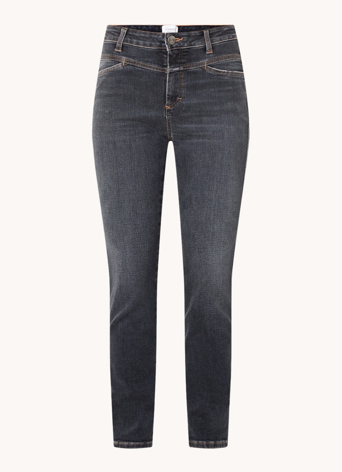 CLOSED Skinny Pusher high waist skinny cropped jeans van  katoen - voorkant 3 donkergrijs