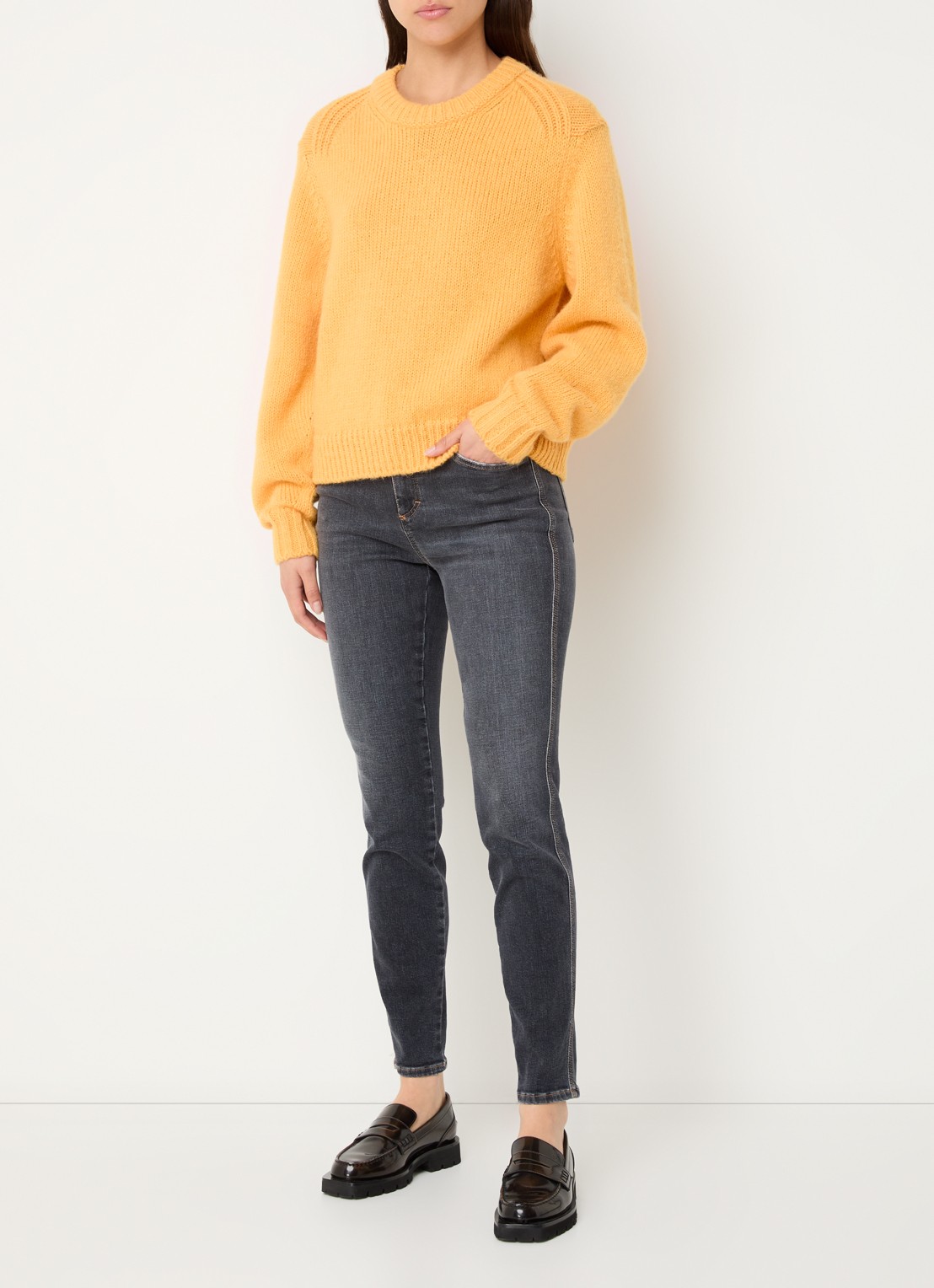 CLOSED Skinny Pusher high waist skinny cropped jeans van  katoen - voorkant 4 donkergrijs
