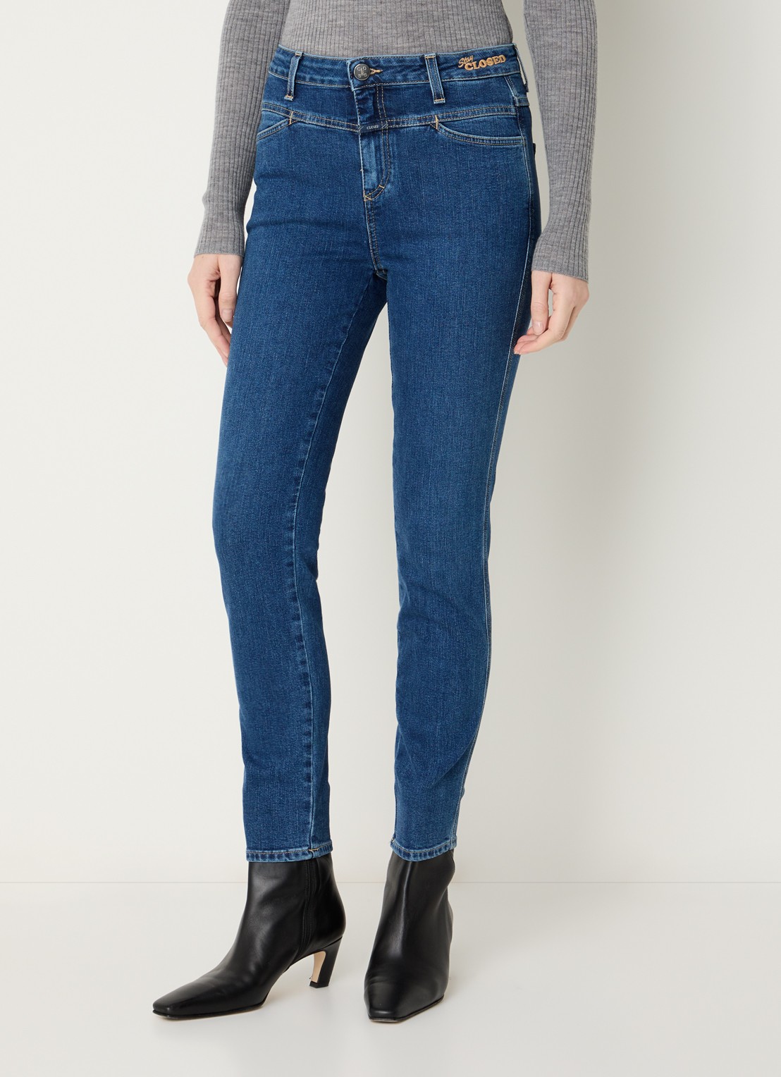 CLOSED Skinny Pusher mid waist skinny jeans met medium wassing - detail 4 indigo