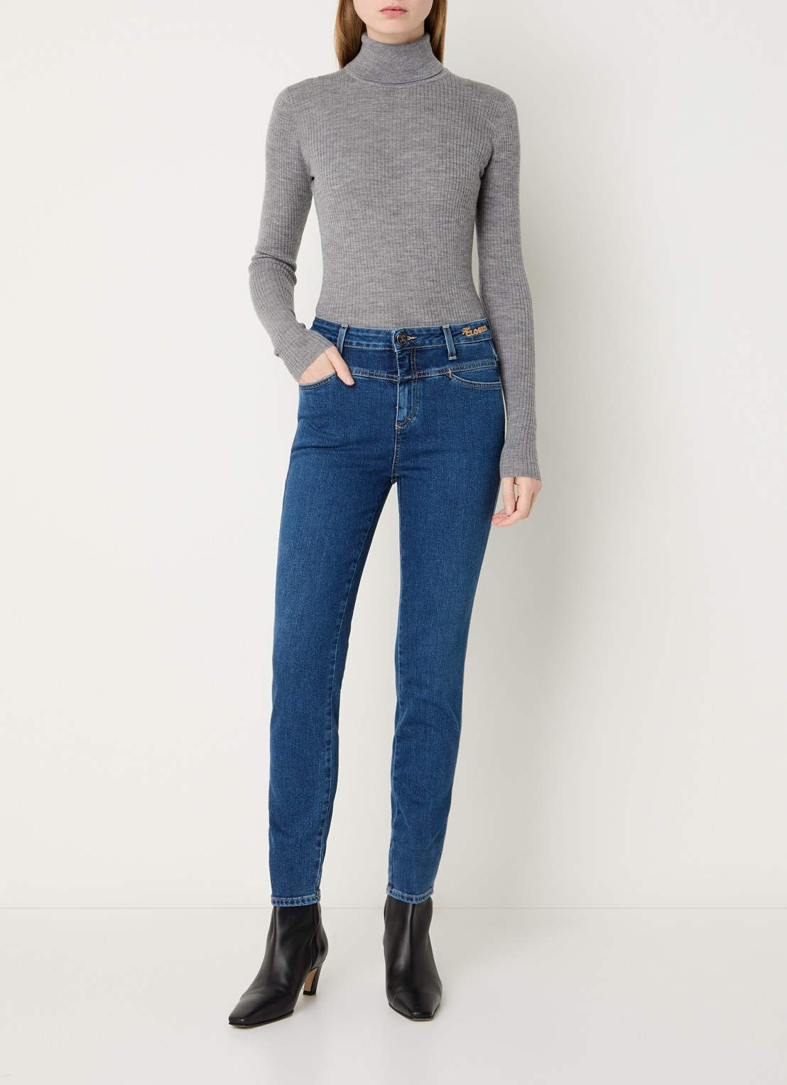 CLOSED Skinny Pusher mid waist skinny jeans met medium wassing - voorkant 3 indigo