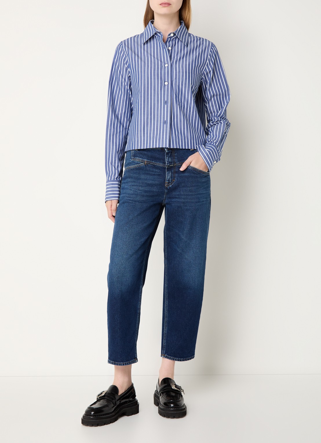 CLOSED Stover high waist cropped straight leg jeans  - voorkant 3 indigo