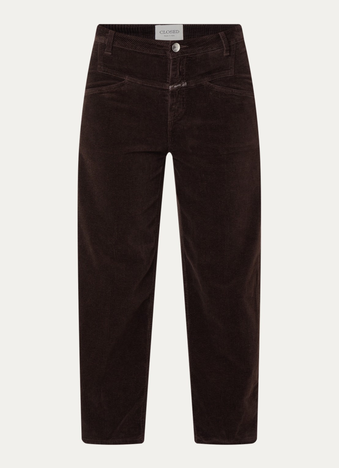 CLOSED Stover-X mid waist straight fit cropped broek met steekzakken - voorkant bruin