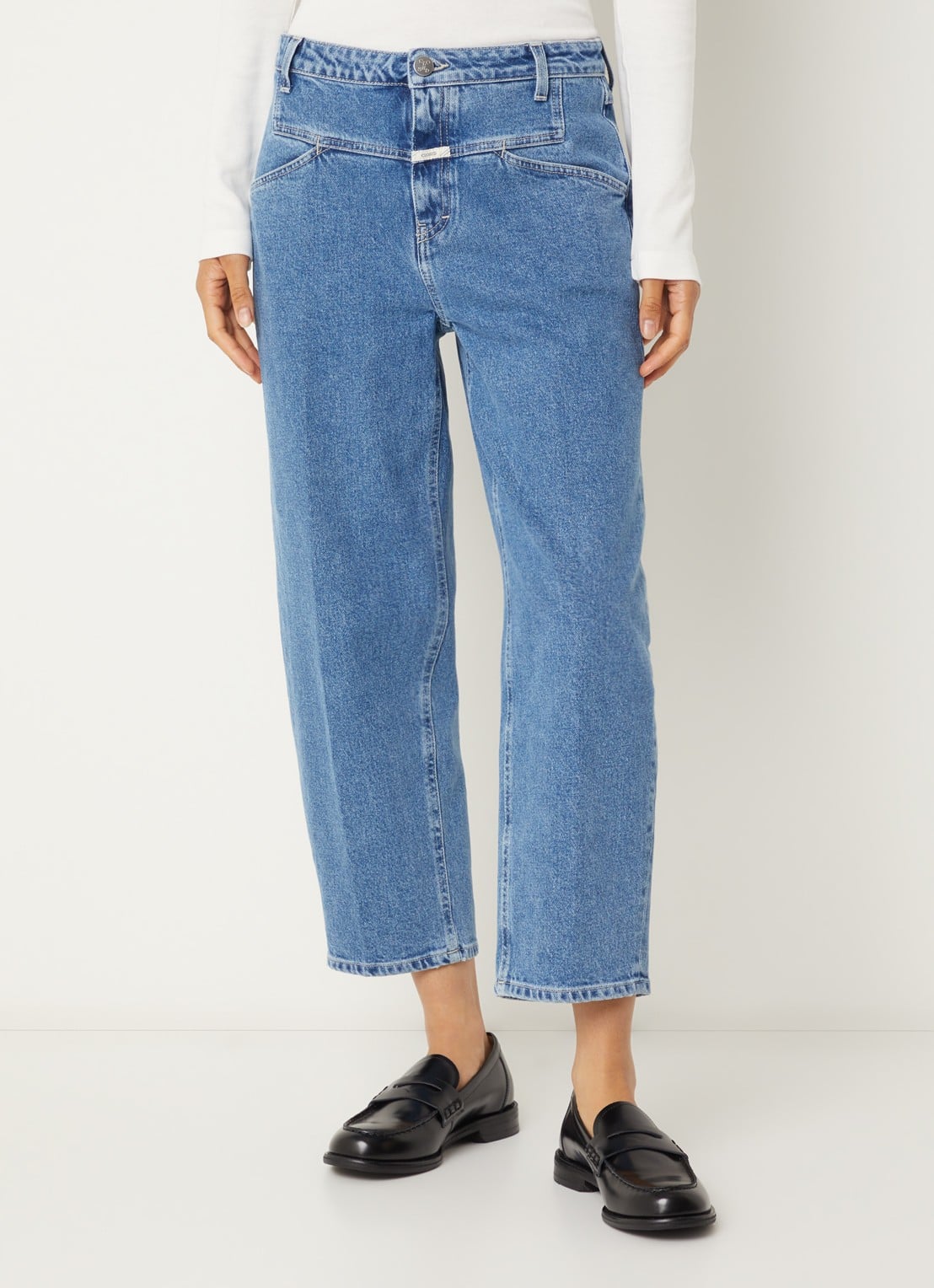CLOSED Stover-X mid waist tapered jeans met lichte wassing - detail 3 indigo