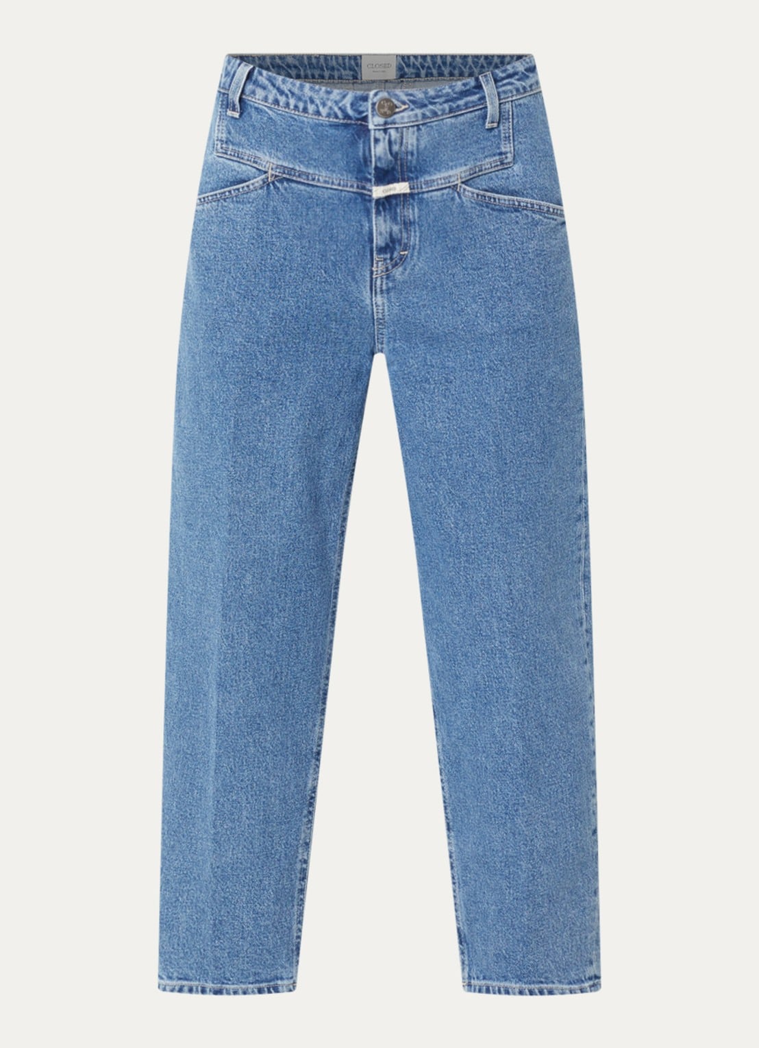 CLOSED Stover-X mid waist tapered jeans met lichte wassing - voorkant indigo