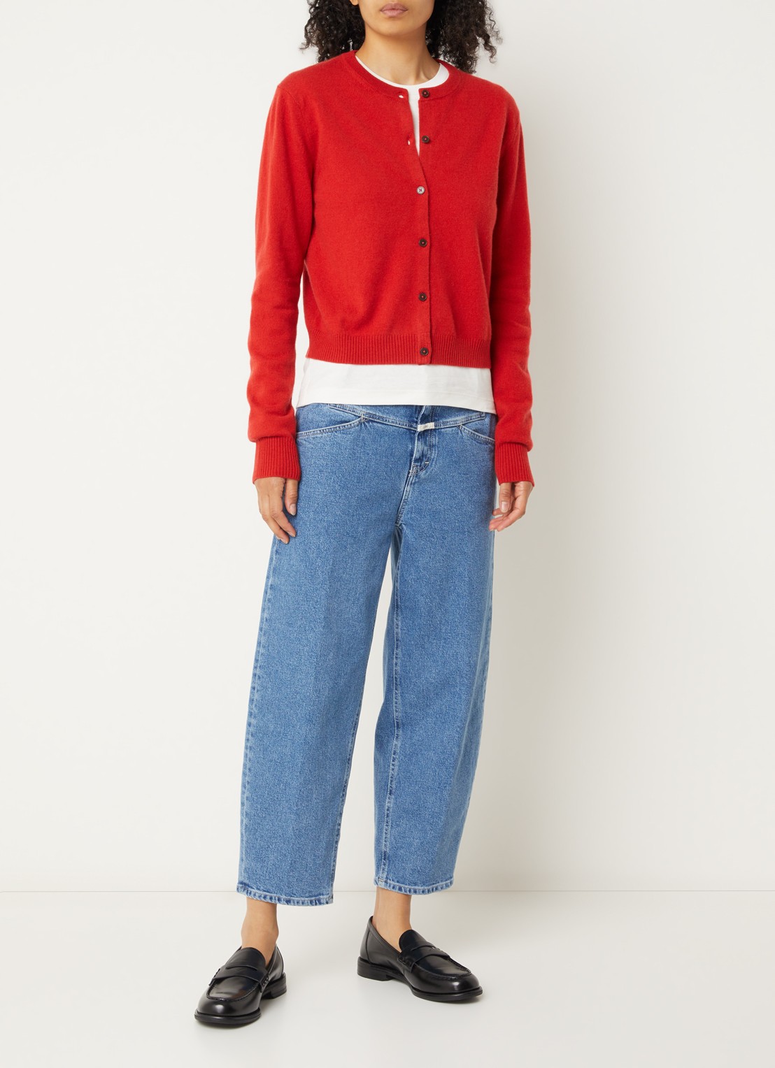 CLOSED Stover-X mid waist tapered jeans met lichte wassing - voorkant 2 indigo