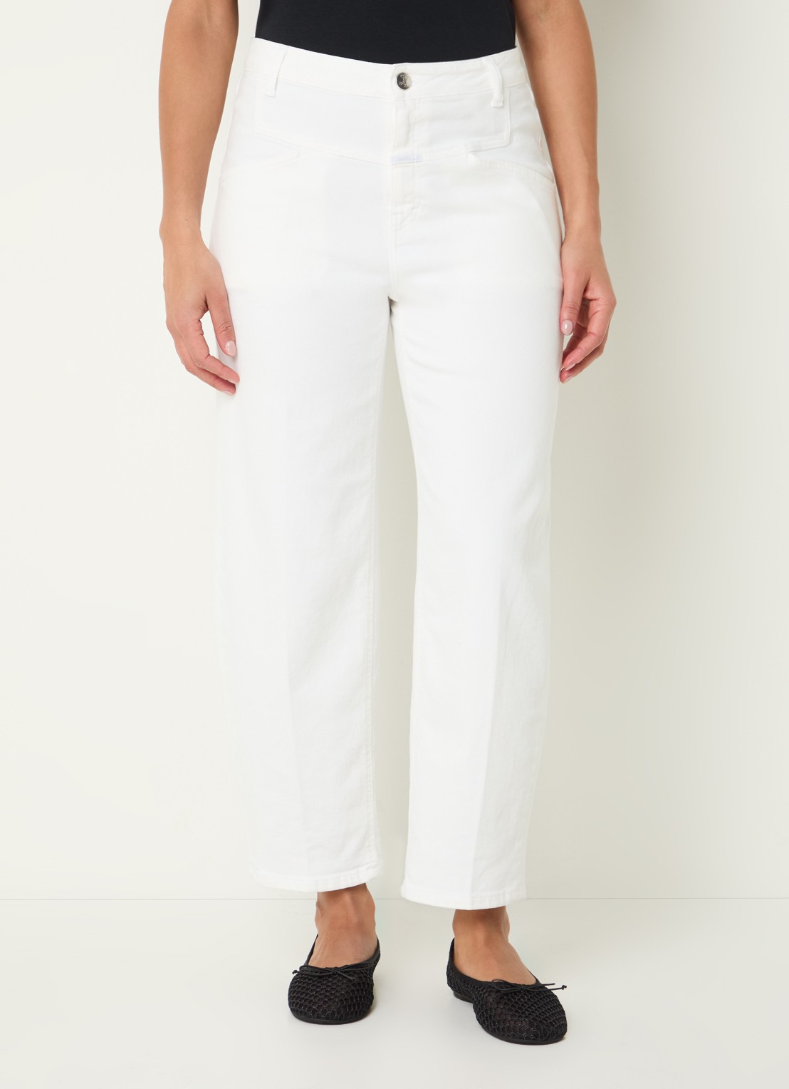 CLOSED Strover-X high waist wide leg jeans met gekleurde wassing - detail 4 wit