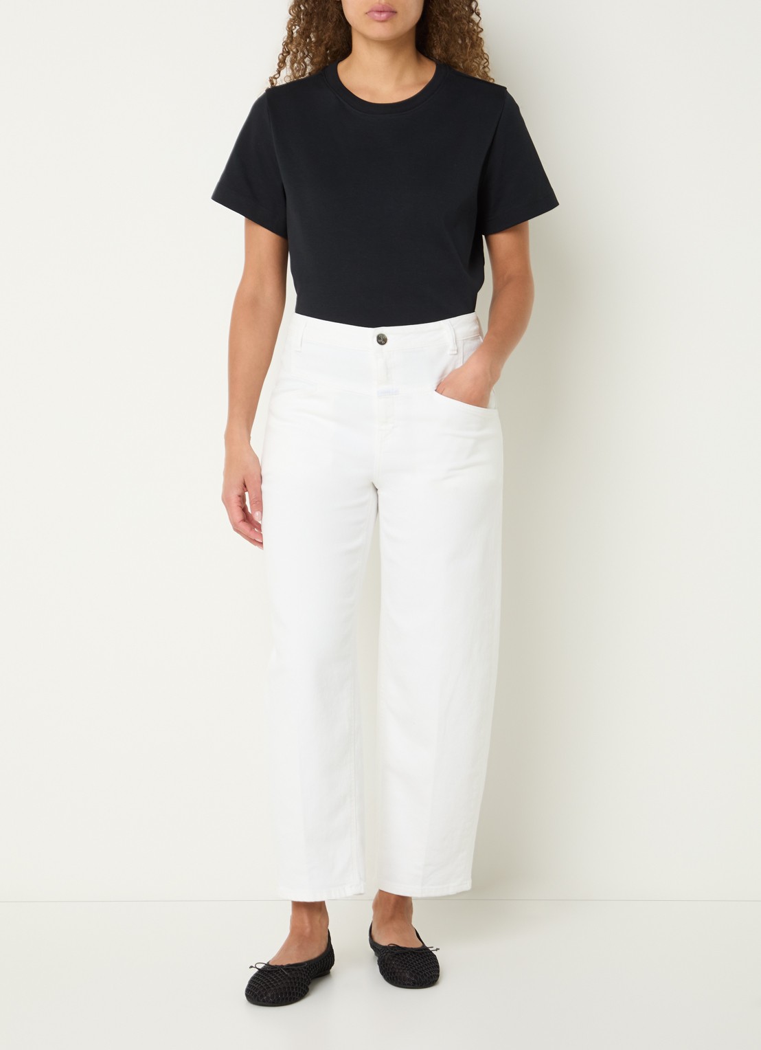 CLOSED Strover-X high waist wide leg jeans met gekleurde wassing - voorkant 3 wit