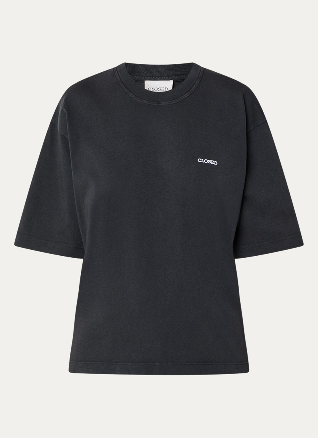 CLOSED T-shirt met logo - voorkant 2 donkergrijs