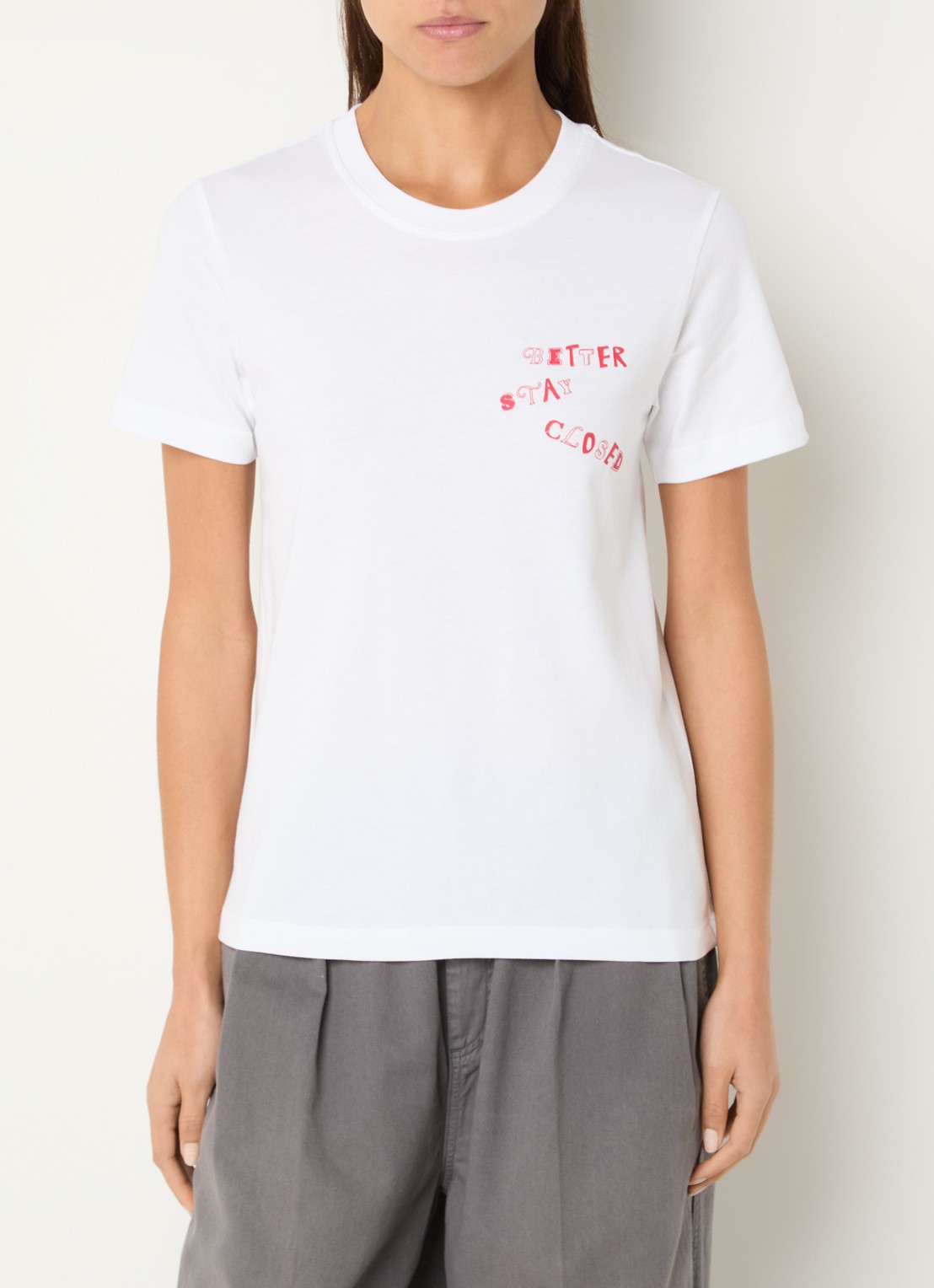 CLOSED T-shirt met logoprint - detail 2 wit