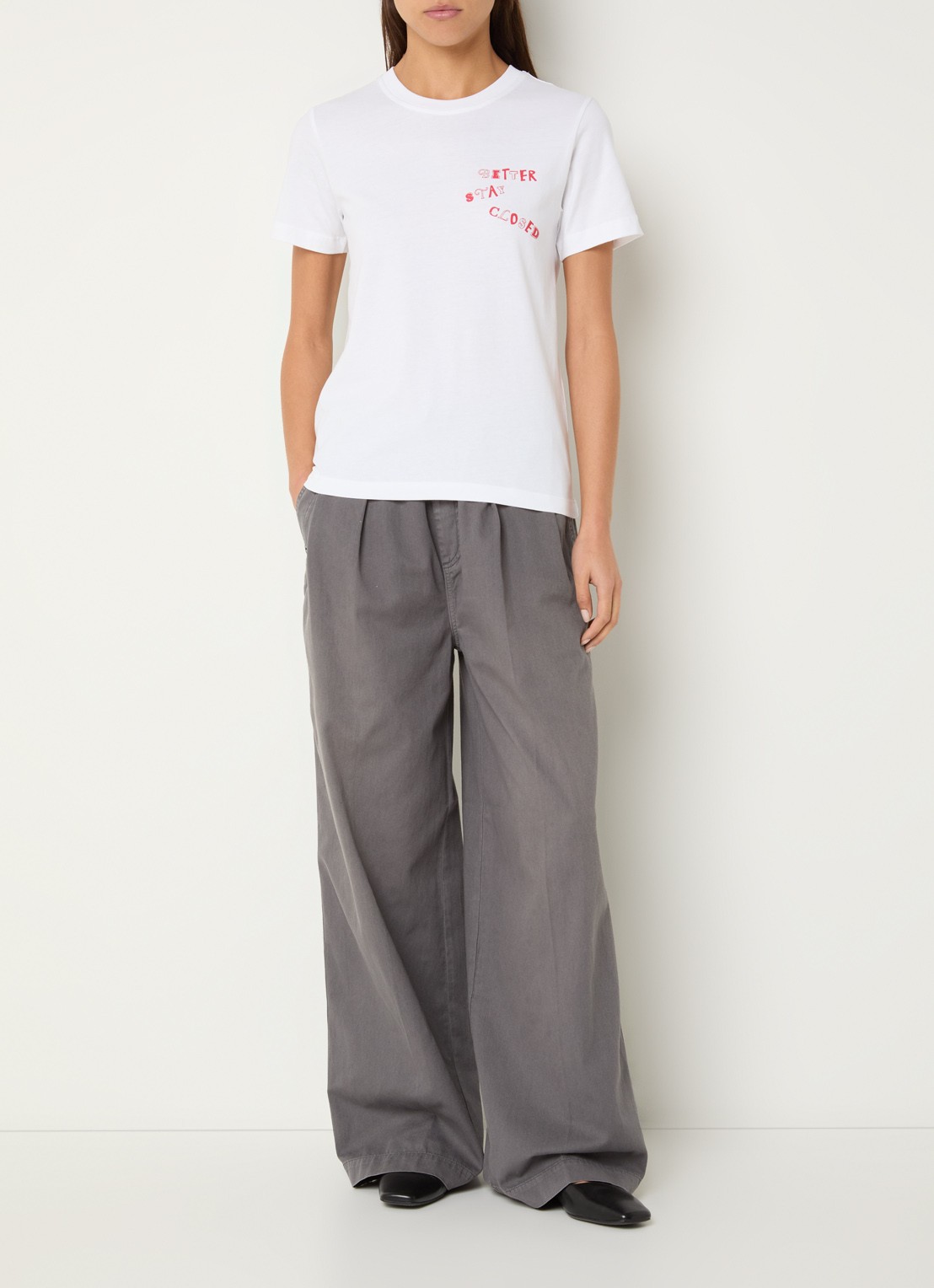 CLOSED T-shirt met logoprint - voorkant 4 wit