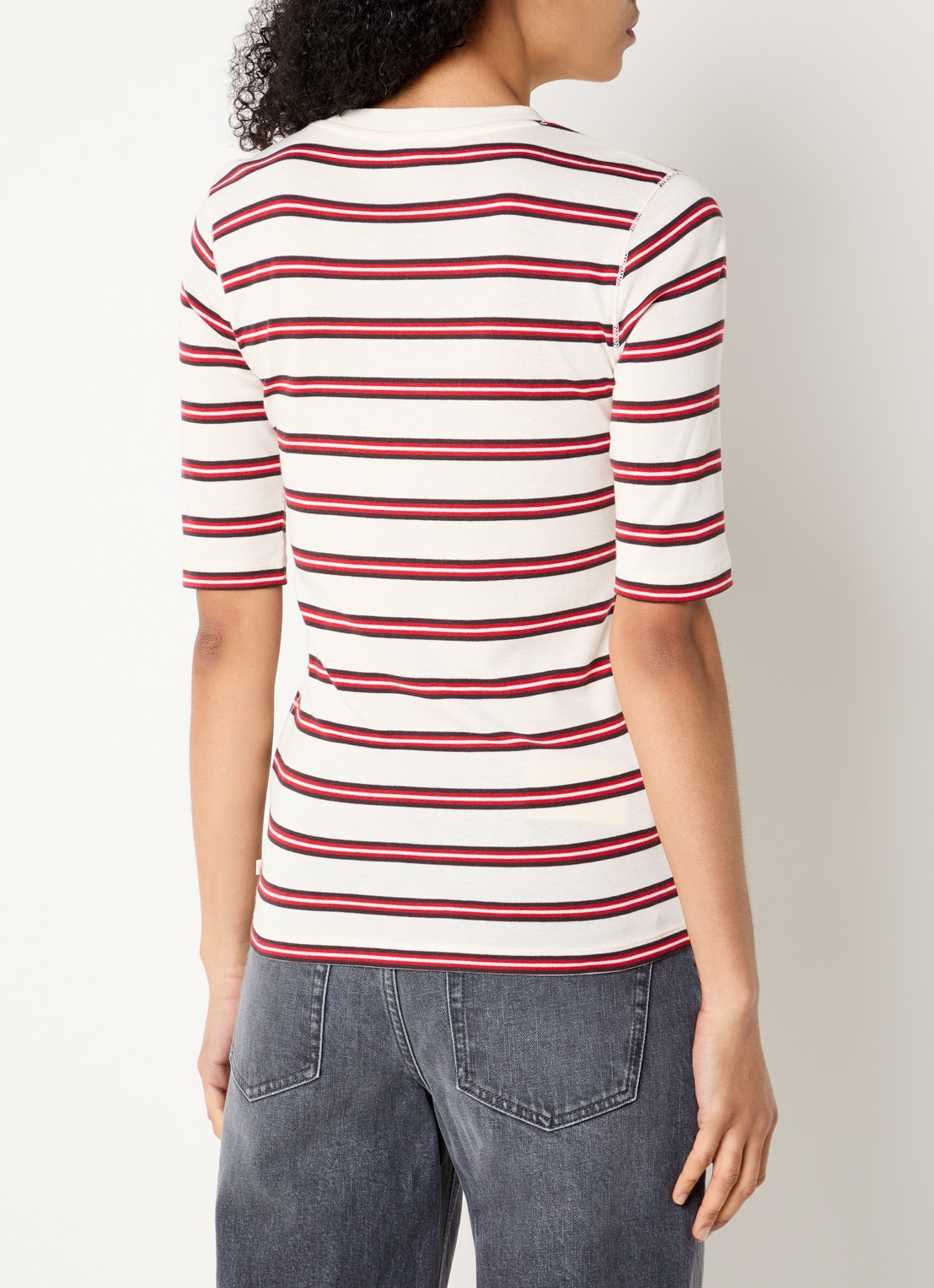 CLOSED T-shirt met streepprint - achterkant 2 gebroken wit