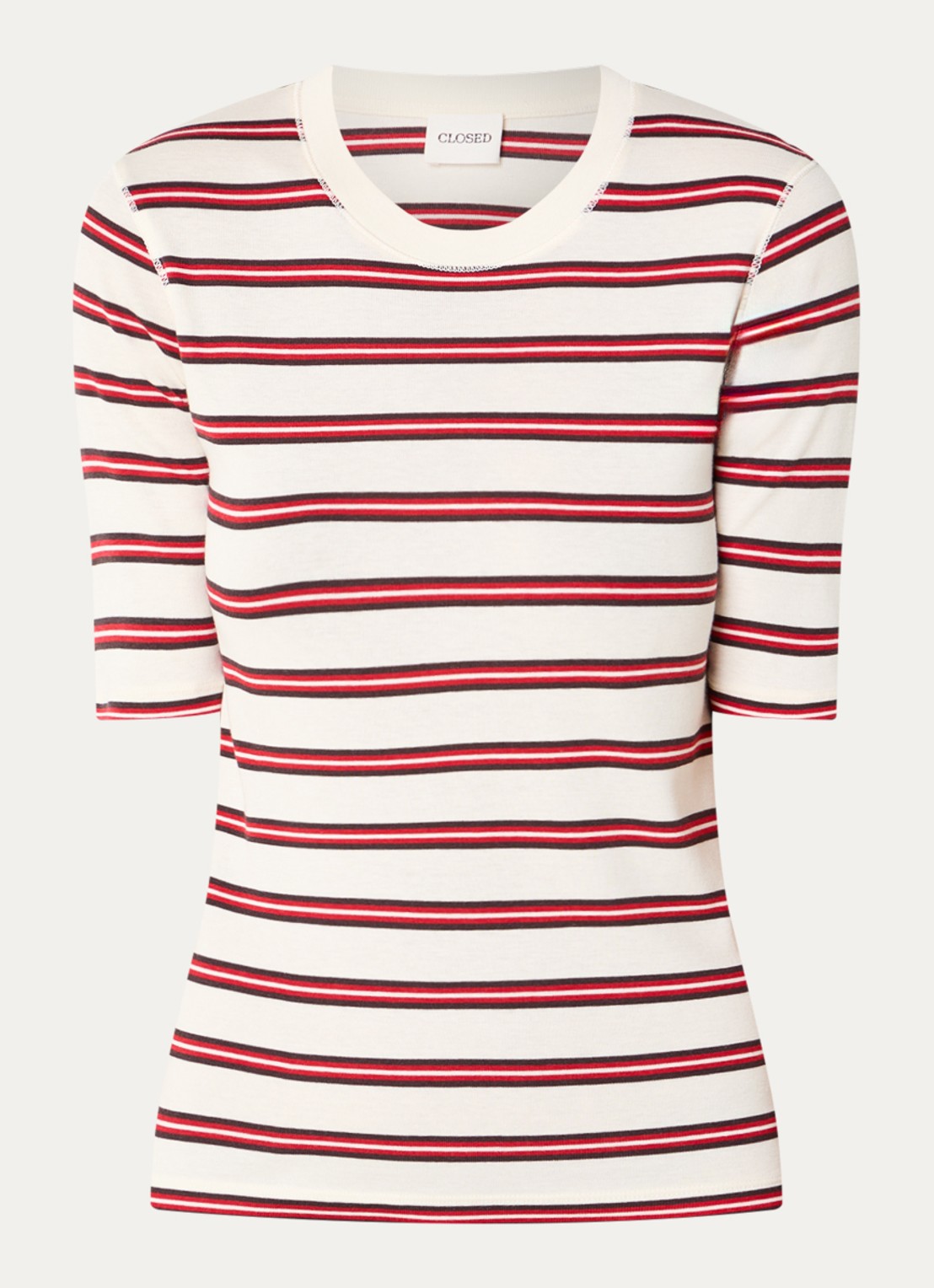 CLOSED T-shirt met streepprint - voorkant 3 gebroken wit