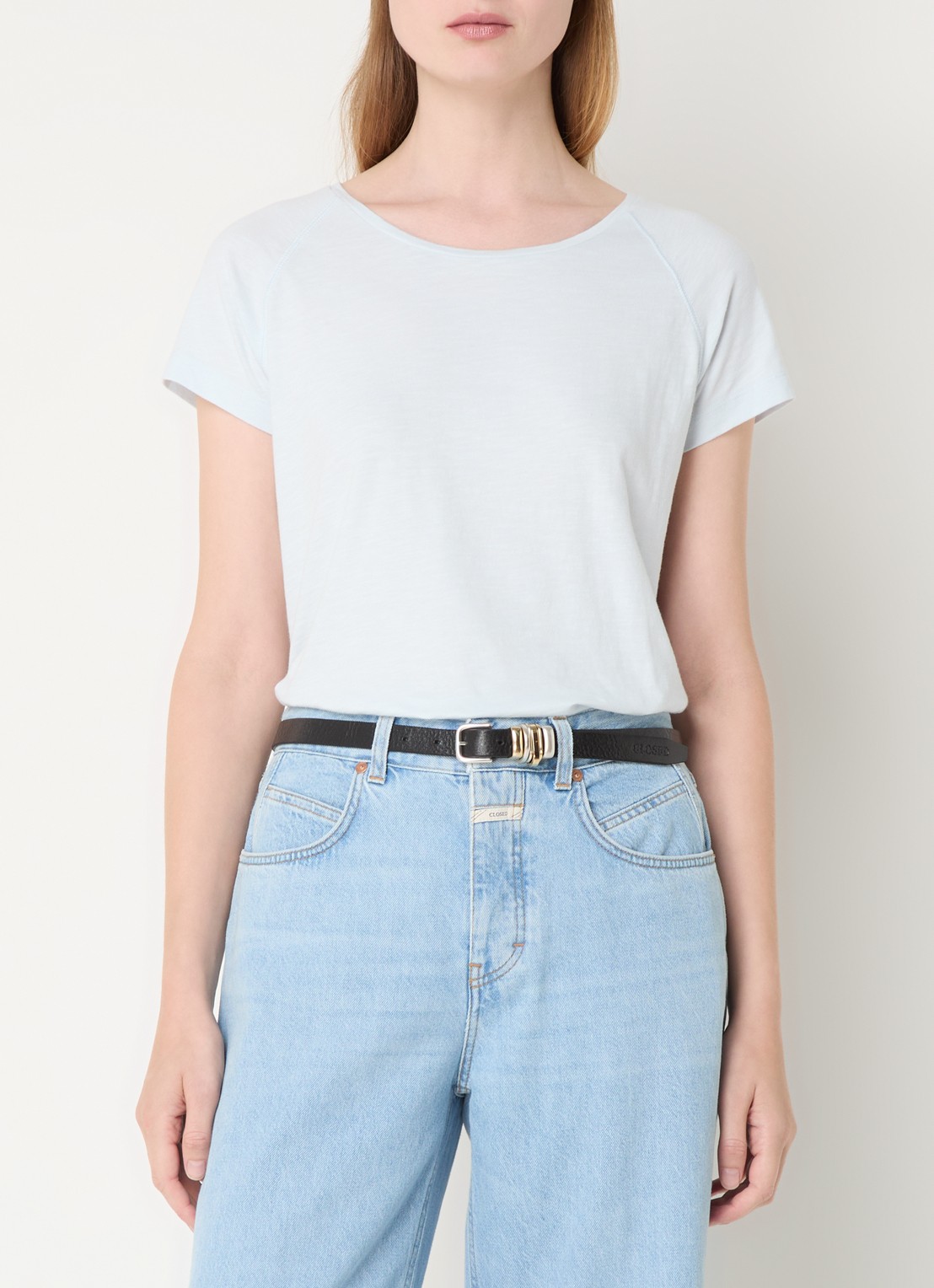 CLOSED T-shirt met stretch - detail 4 lichtblauw