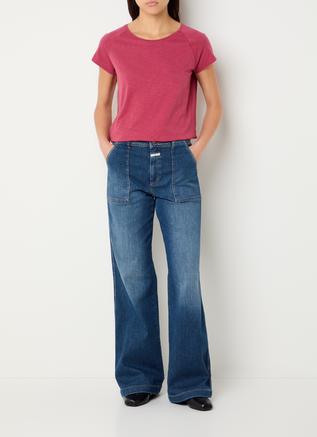 CLOSED T-shirt met stretch - voorkant 3 donkerrood