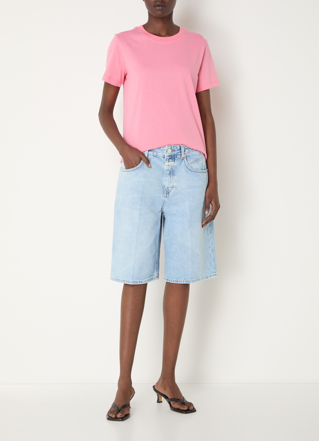 CLOSED T-shirt van  katoen met gemêleerd dessin - voorkant 3 roze