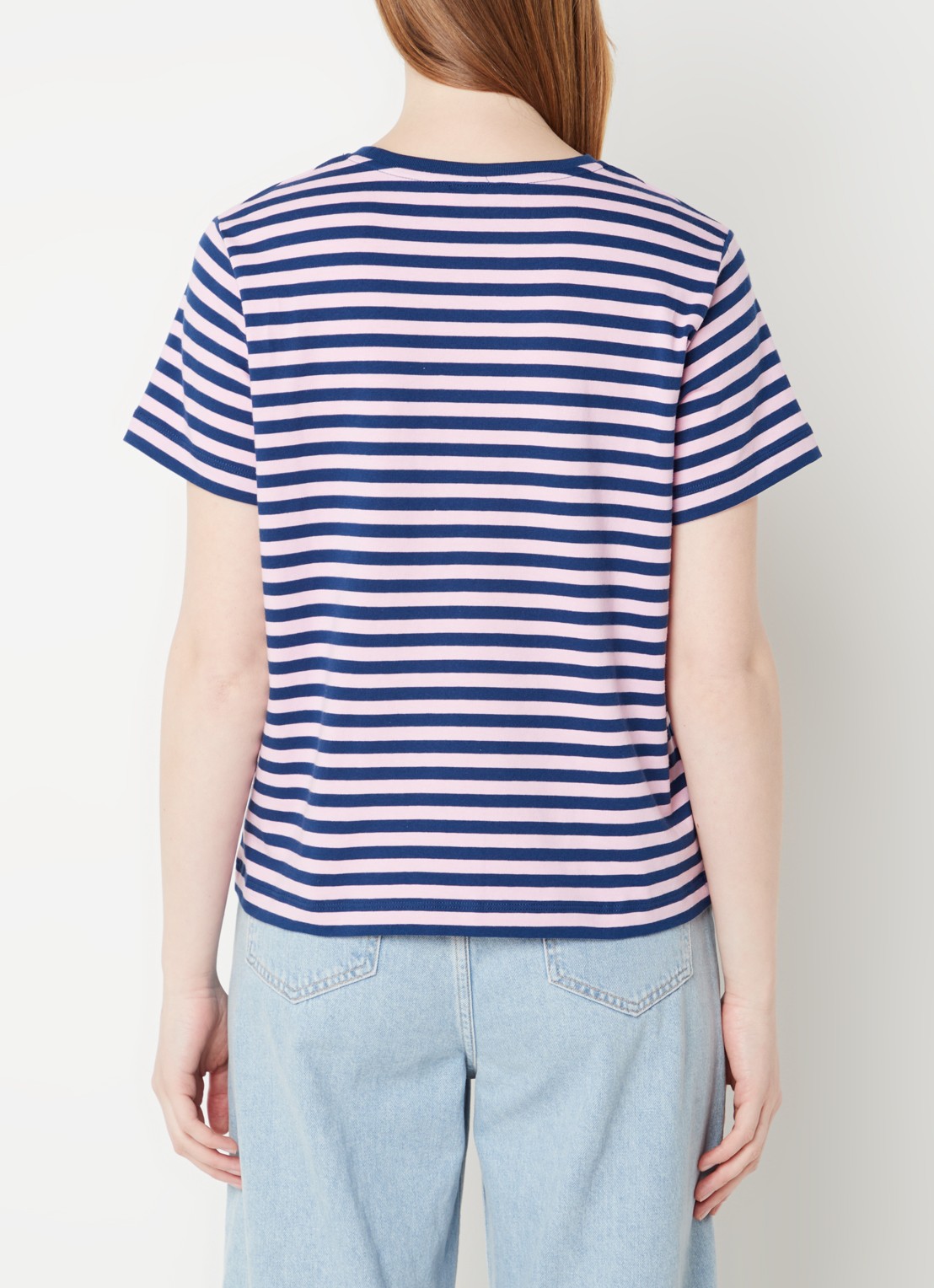 CLOSED T-shirt van  katoen met streepprint - achterkant blauw