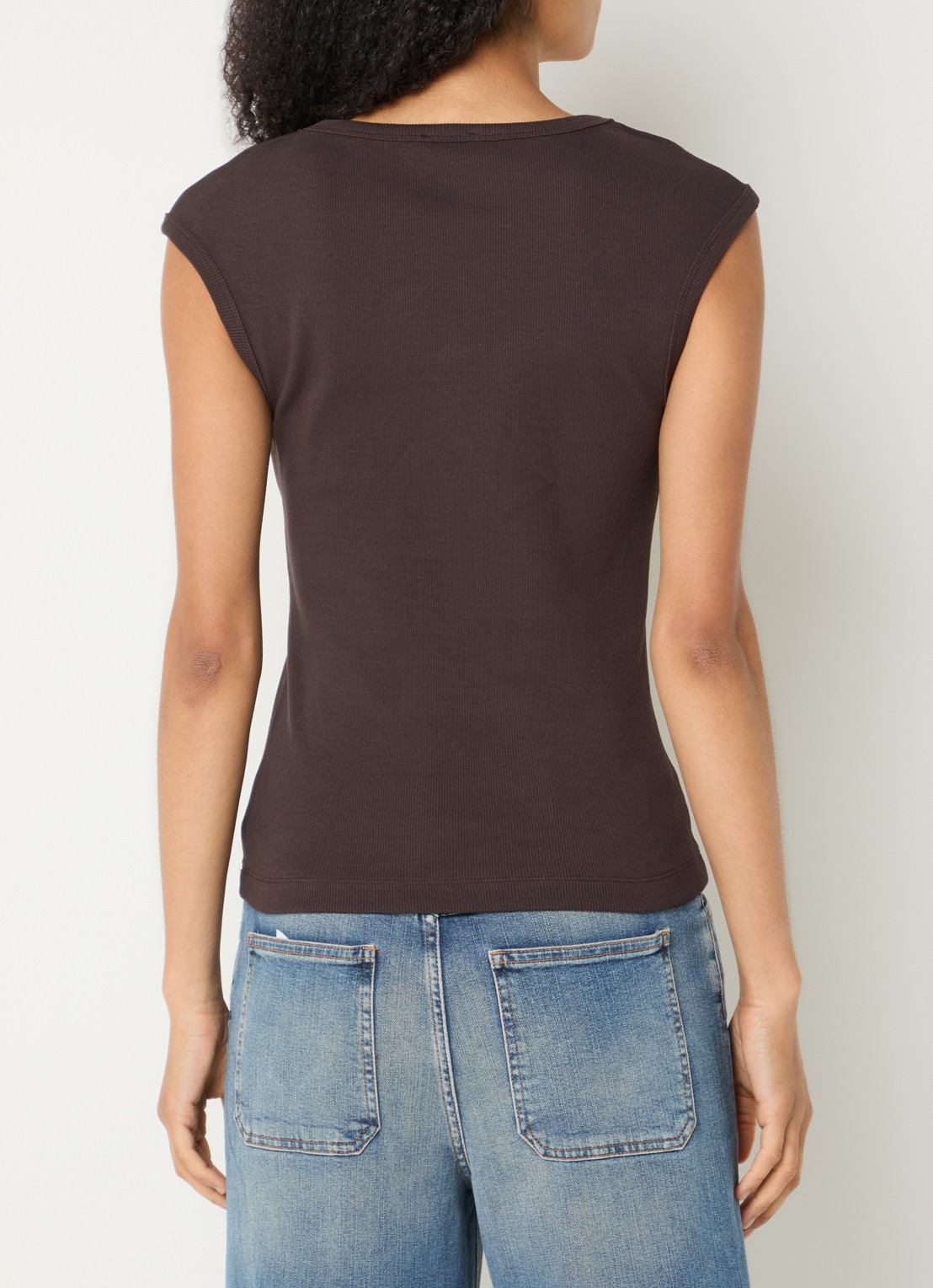 CLOSED Tanktop met ribstructuur en ronde hals - achterkant 4 donkerbruin