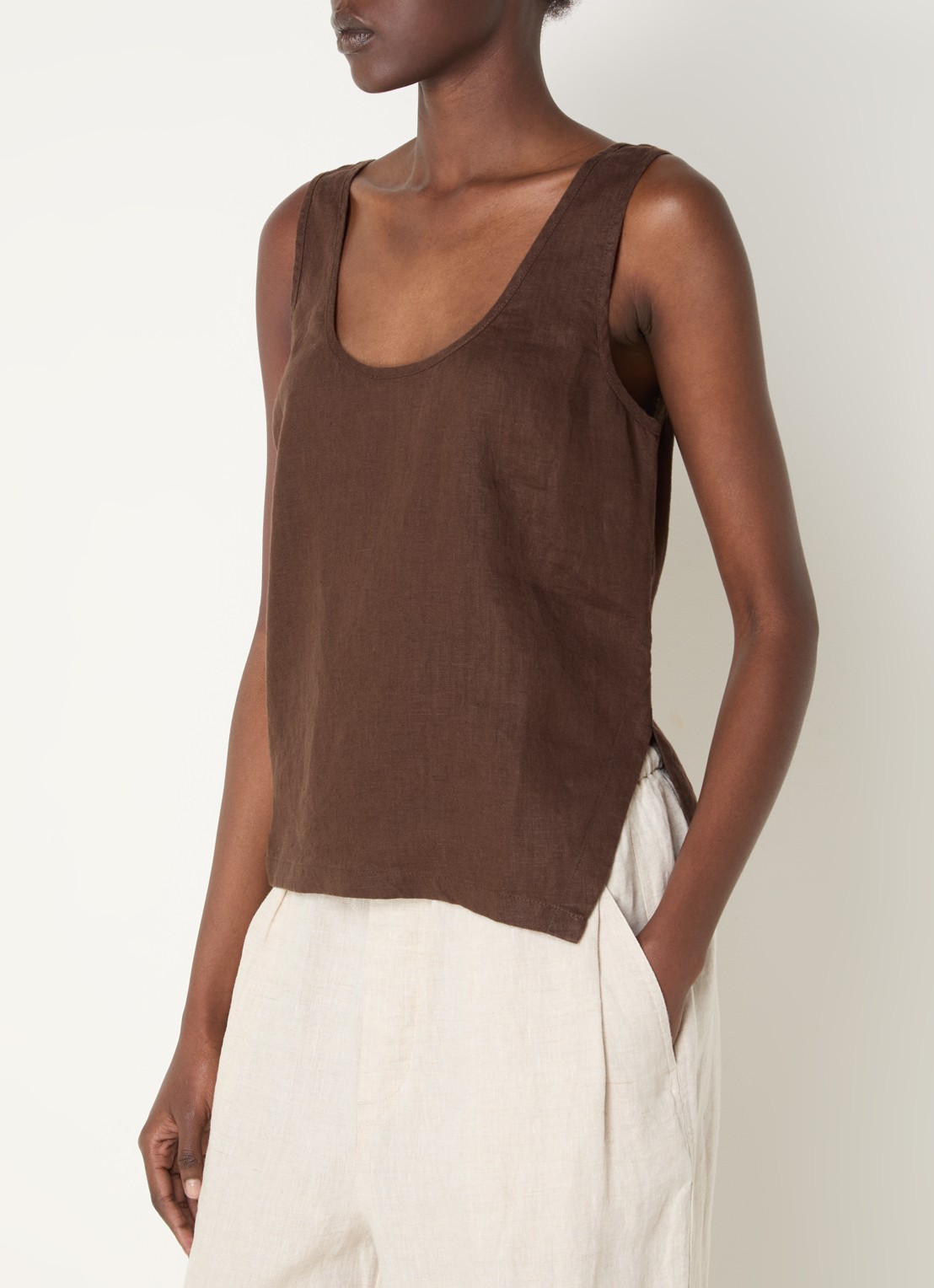 CLOSED Tanktop van linnen - detail 4 bruin