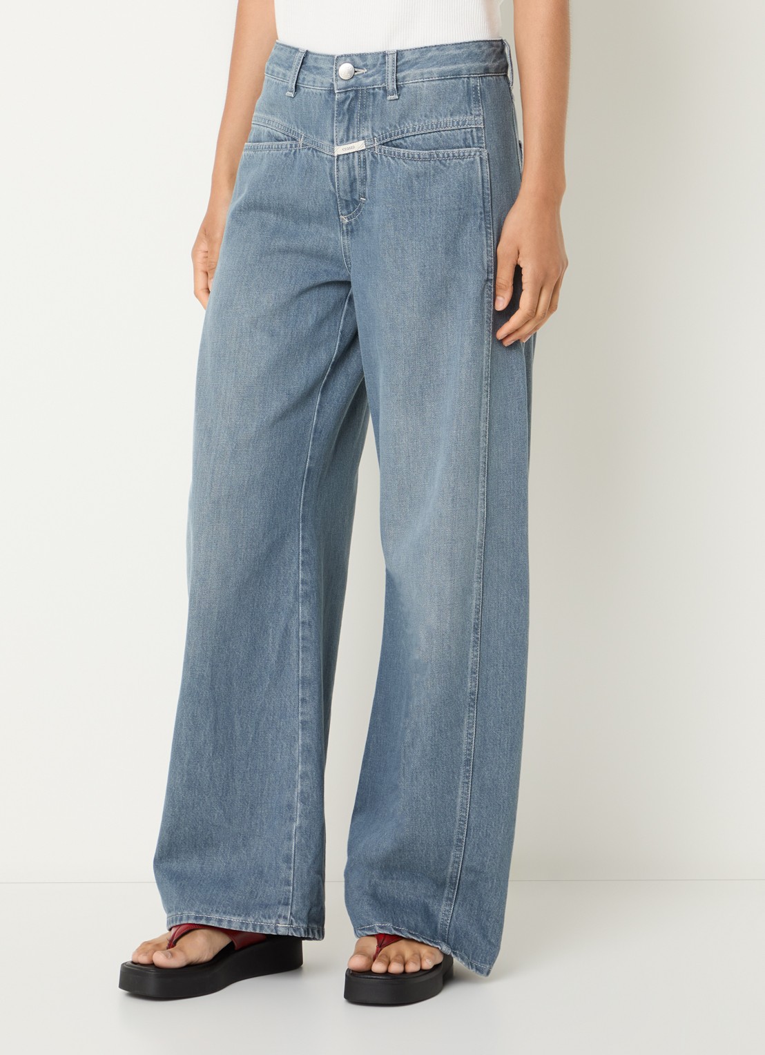 CLOSED Tori-X mid waist balloon fit jeans met gekleurde wassing - detail 4 blauwgrijs