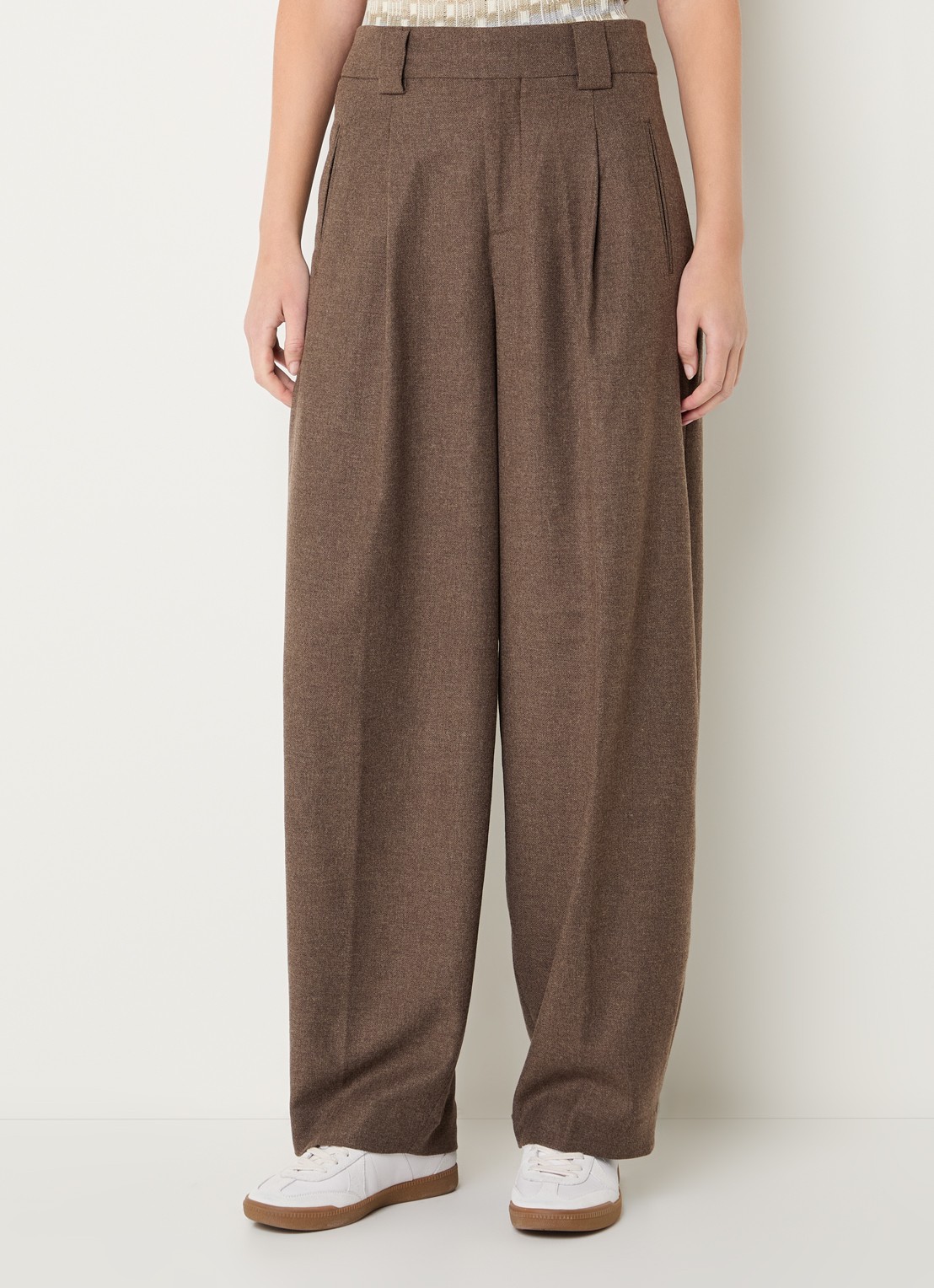 CLOSED Wendlyn high waist wide leg pantalon in wolblend - detail 4 bruin