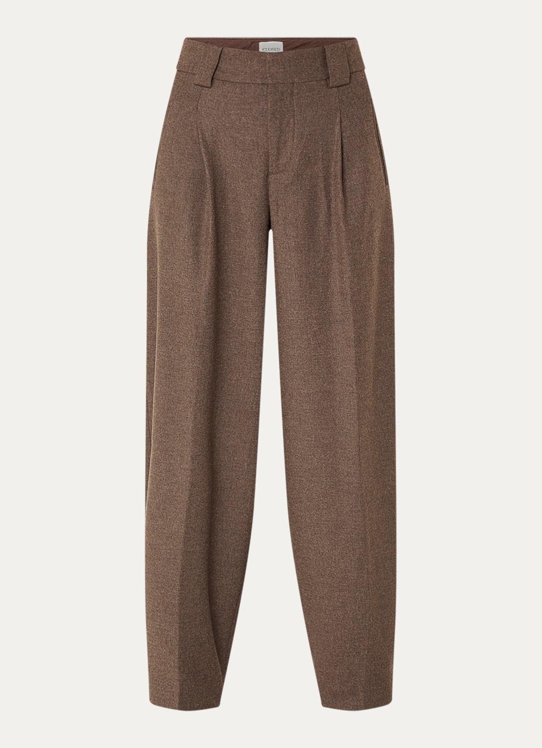 CLOSED Wendlyn high waist wide leg pantalon in wolblend - voorkant 2 bruin