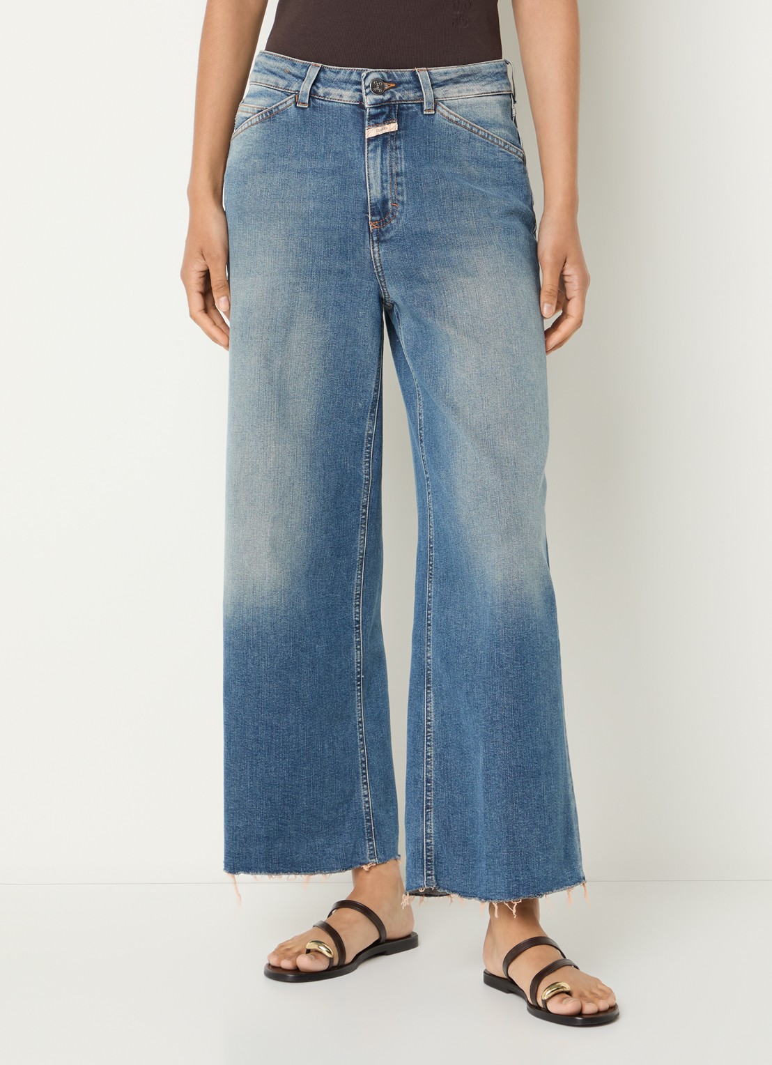 CLOSED Wera cropped high waist flared jeans met destroyed afwerking - detail 2 indigo