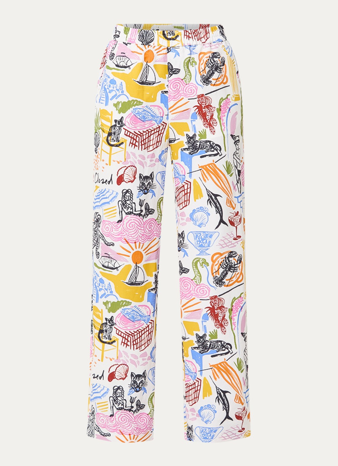 CLOSED Winona mid waist wide fit broek in linnenblend - voorkant 2 wit