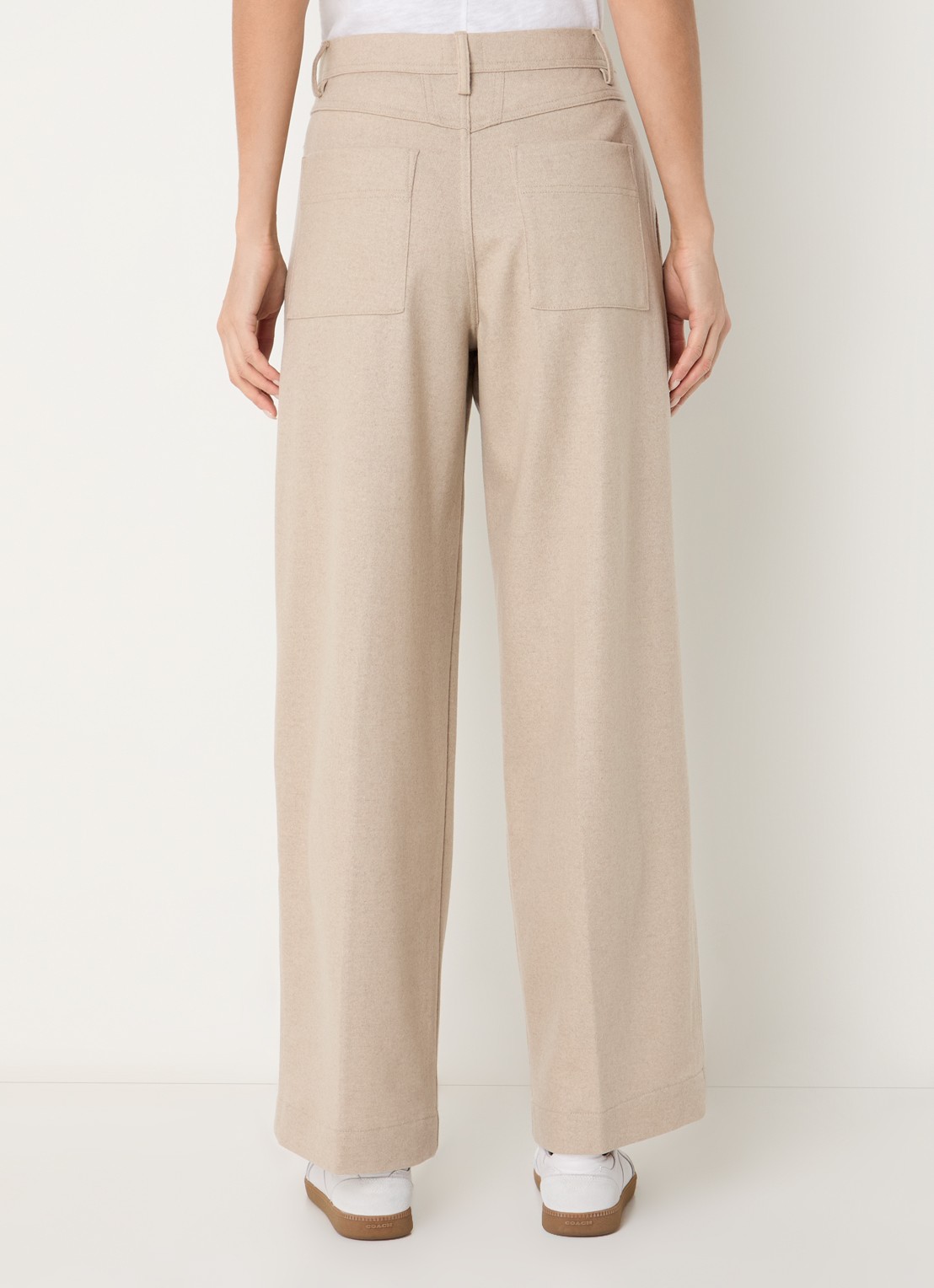 CLOSED Wrenna high waist straight fit pantalon van wol met steekzakken - achterkant 3 beige