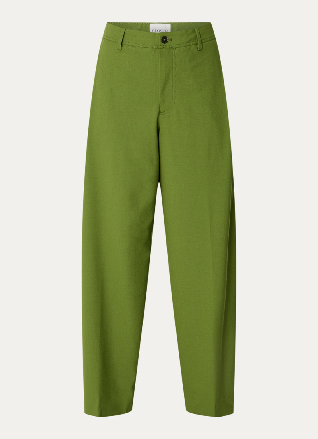 CLOSED Wrenna mid waist wide fit pantalon in scheerwolblend met steekzakken - voorkant groen