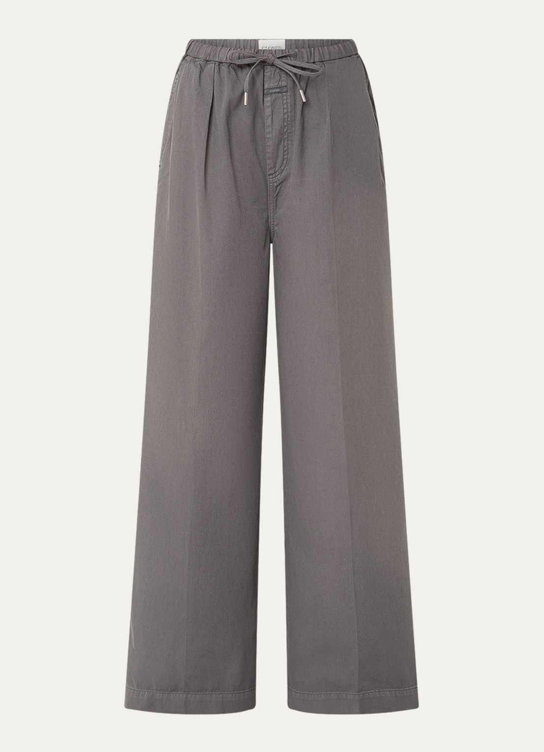CLOSED Wynston high waist wide fit broek met steekzakken - voorkant 2 grijs