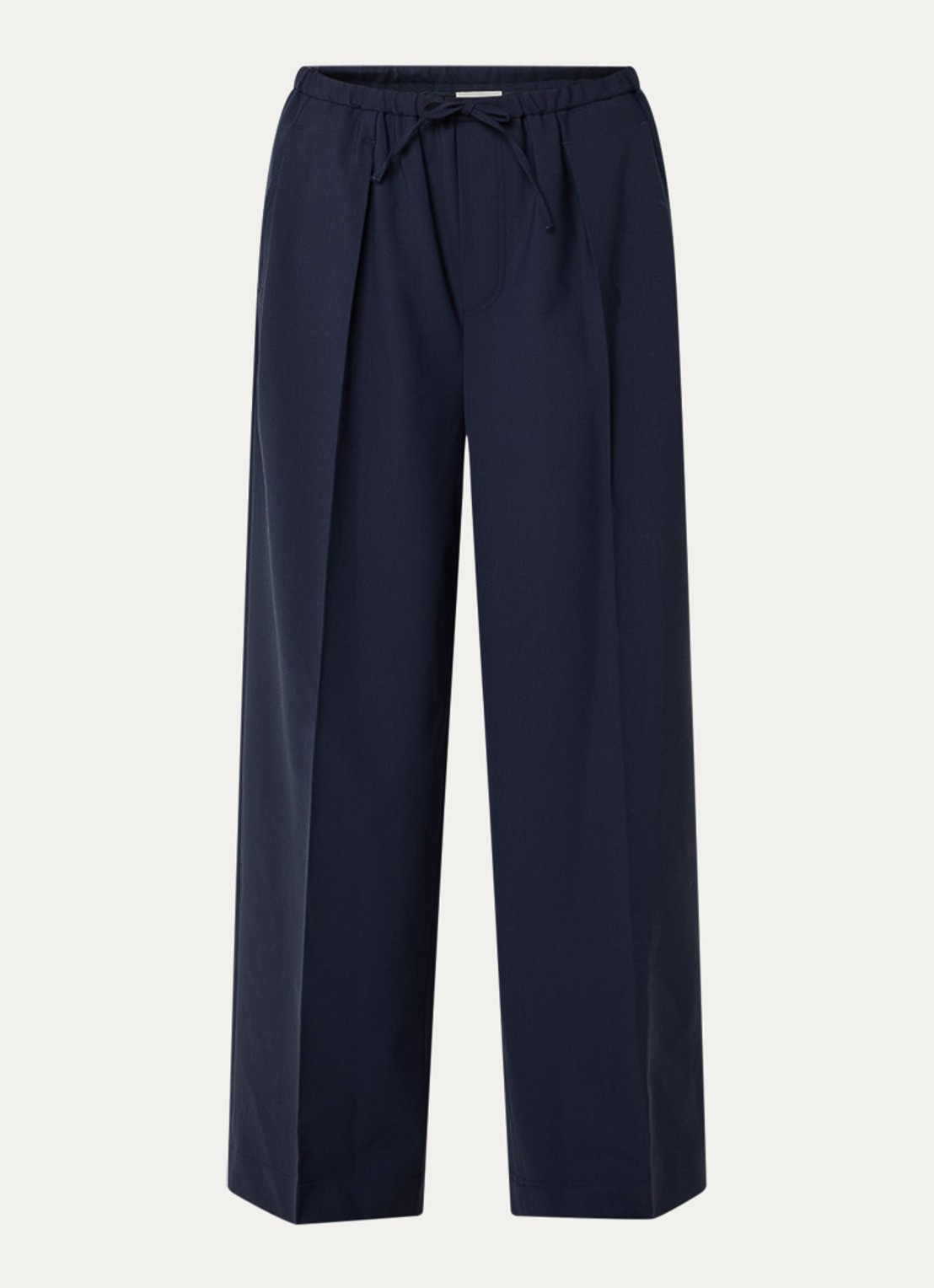 CLOSED Wynston high waist wide fit pantalon in wolblend met steekzakken - voorkant donkerblauw