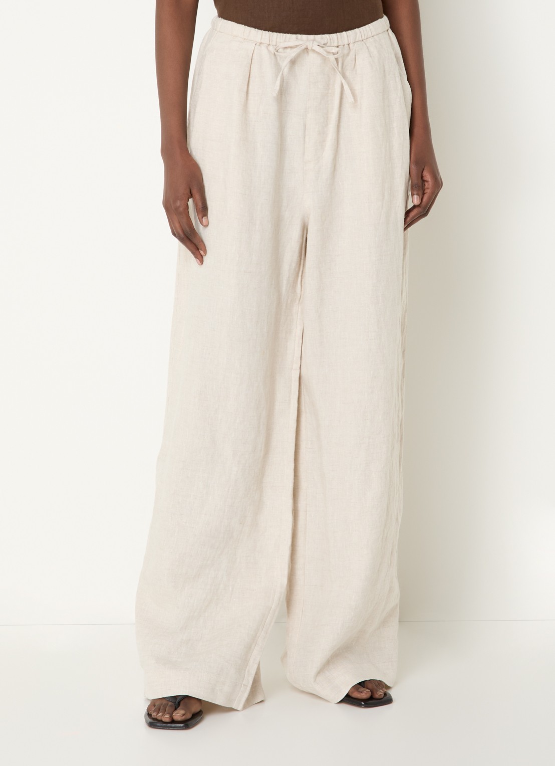 CLOSED Wynston high waist wide fit pantalon van linnen - detail 3 beige