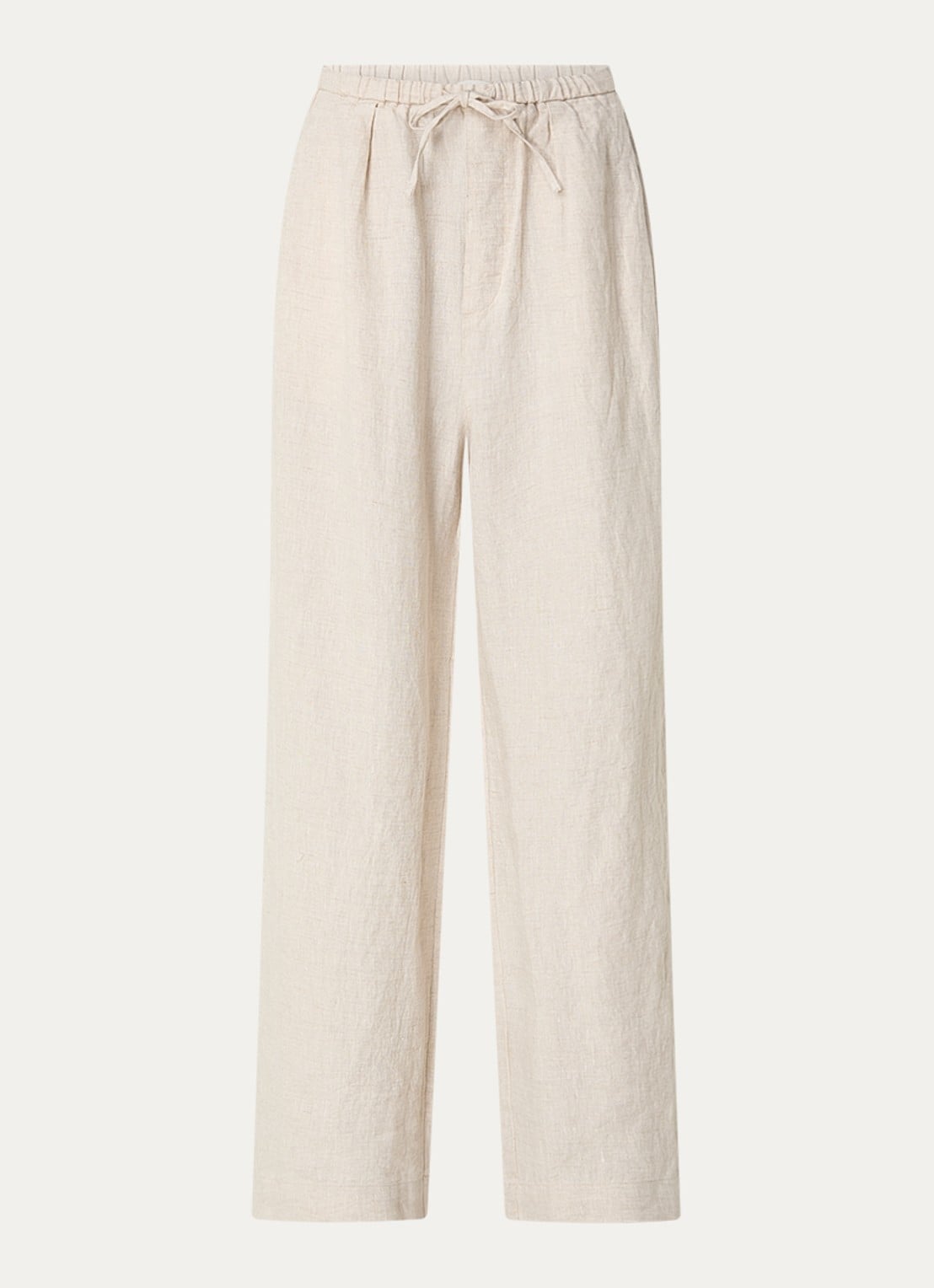 CLOSED Wynston high waist wide fit pantalon van linnen - voorkant beige