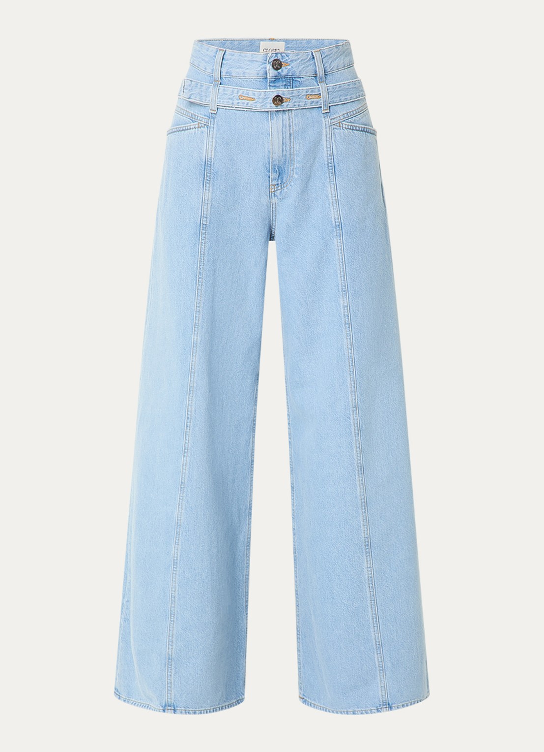 CLOSED Zoya-X high waist wide leg jeans met lichte wassing - voorkant 2 lichtblauw