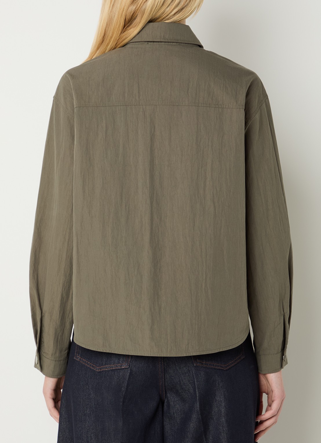 Co'Couture Acacia blouse met klepzakken - achterkant legergroen