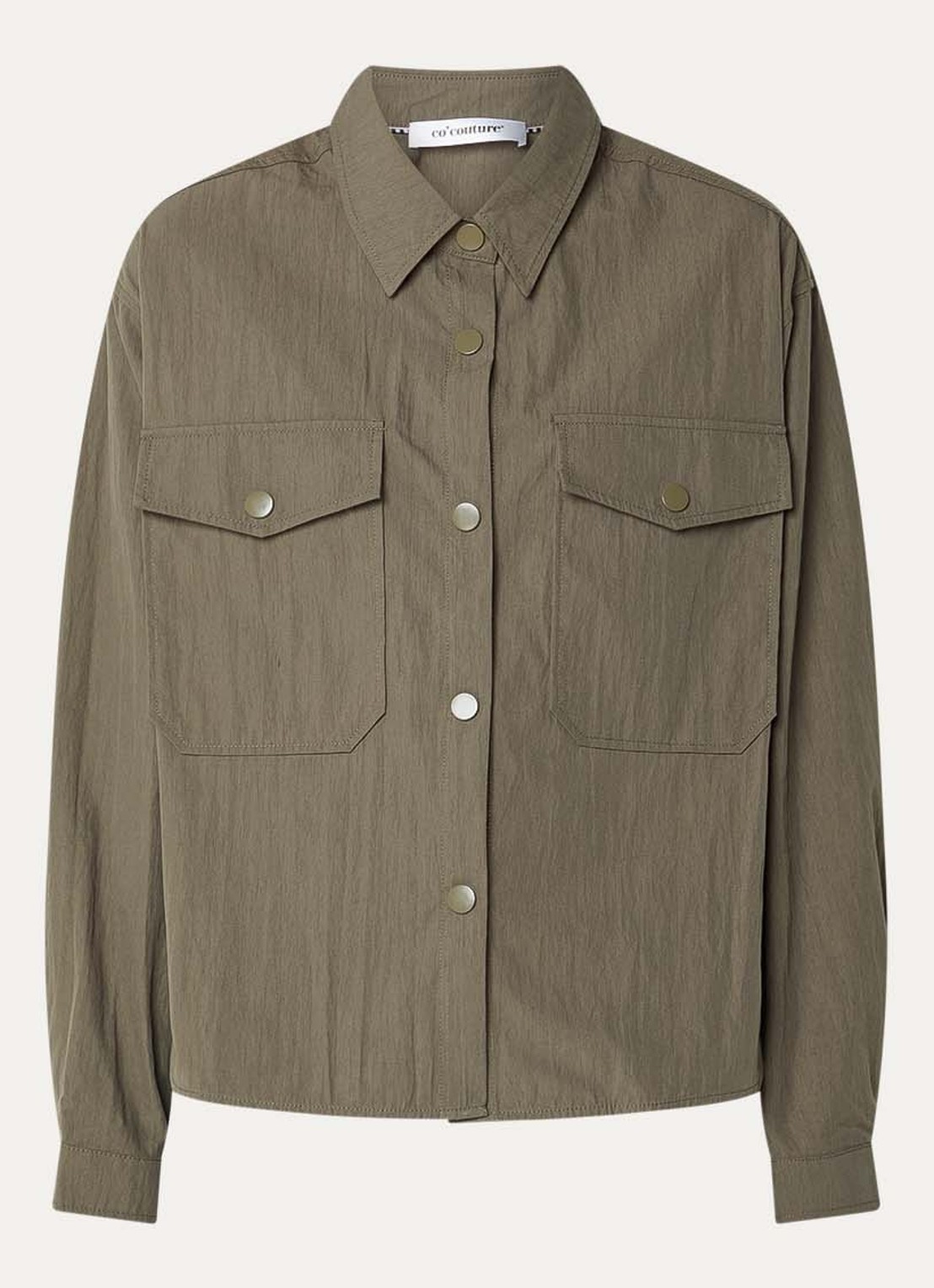 Co'Couture Acacia blouse met klepzakken - voorkant 3 legergroen